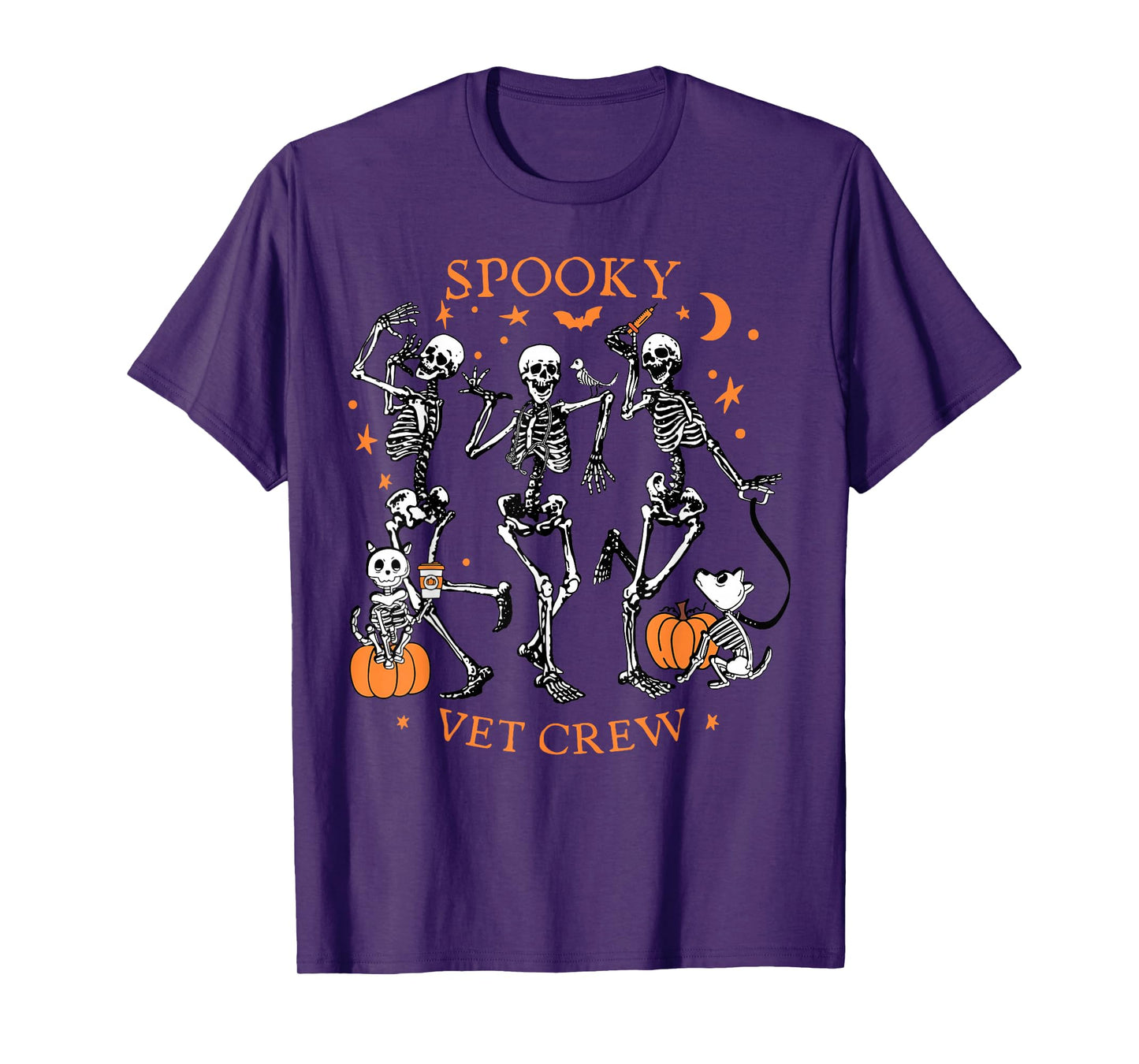 Spooky Vet Ccrew Skeleton Dancing Veterinary Med Halloween T-Shirt