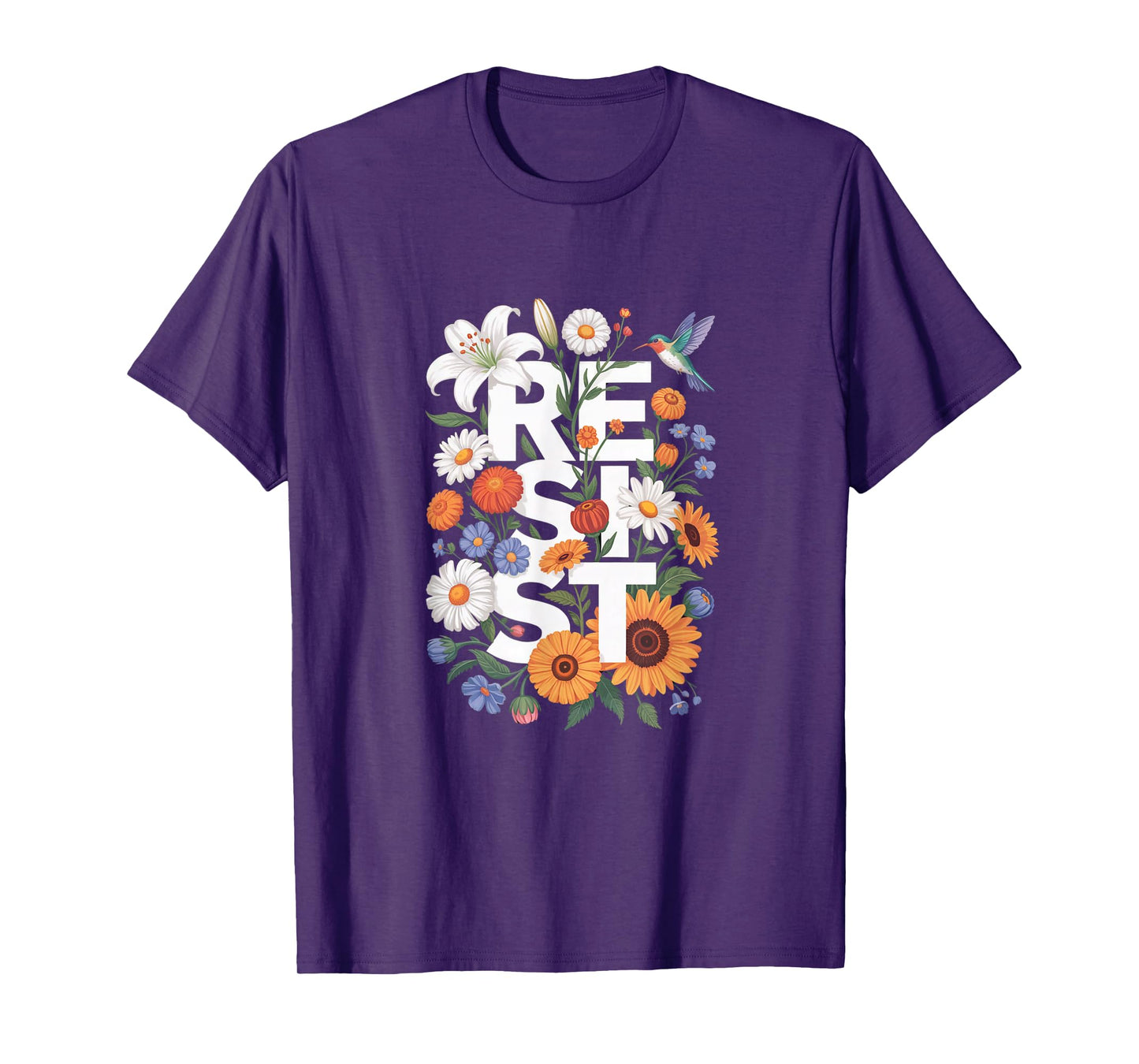 Resist Floral Protest Feminist Political Women Anti-Trum T-Shirt