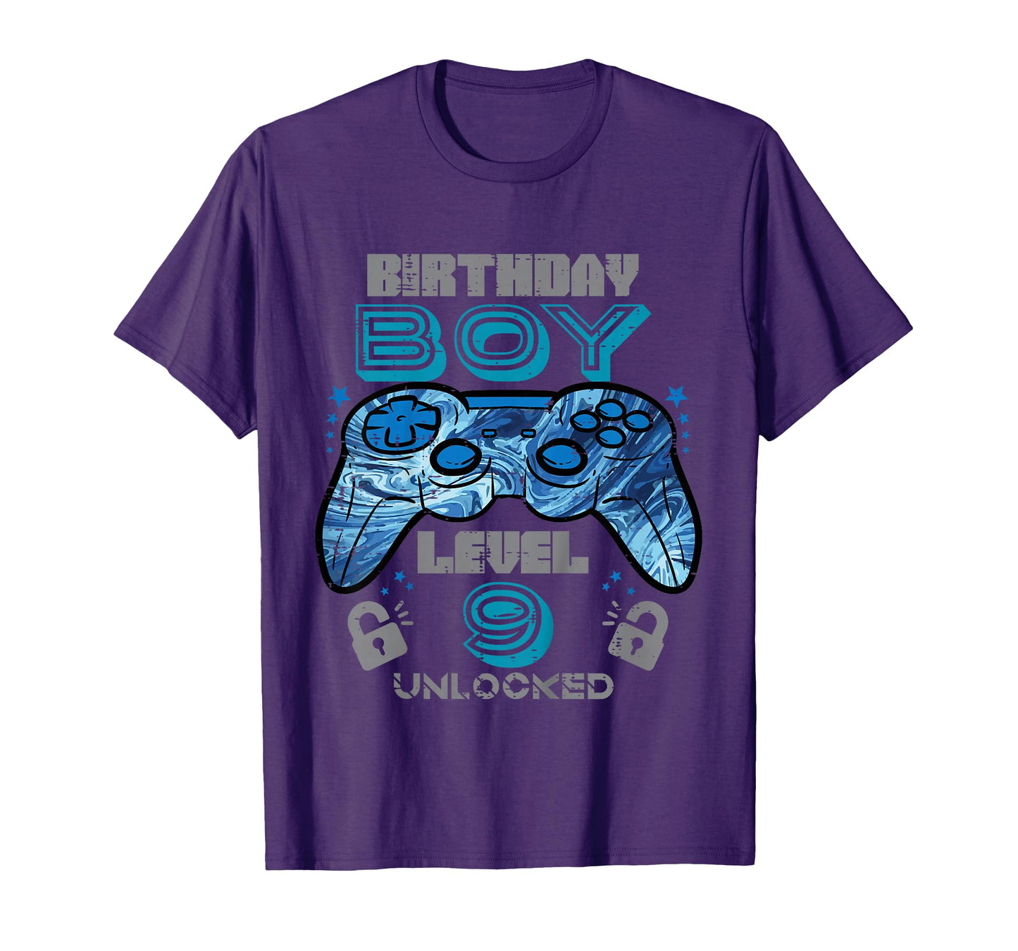 Kids 9th Birthday Gamer Level 9 Unlocked Video Gaming Bday Boys T-Shirt