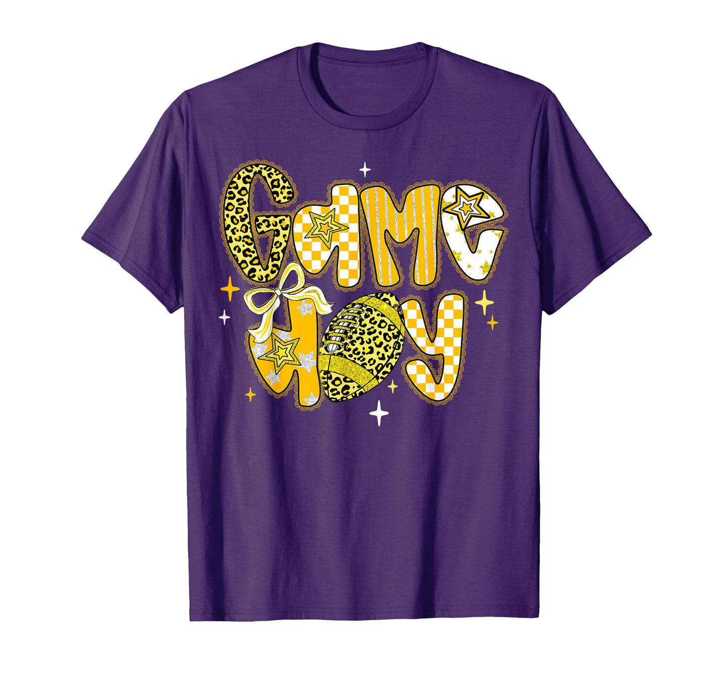 Game Day Football Girly Lace Bow Team Spirit Girls Yellow T-Shirt