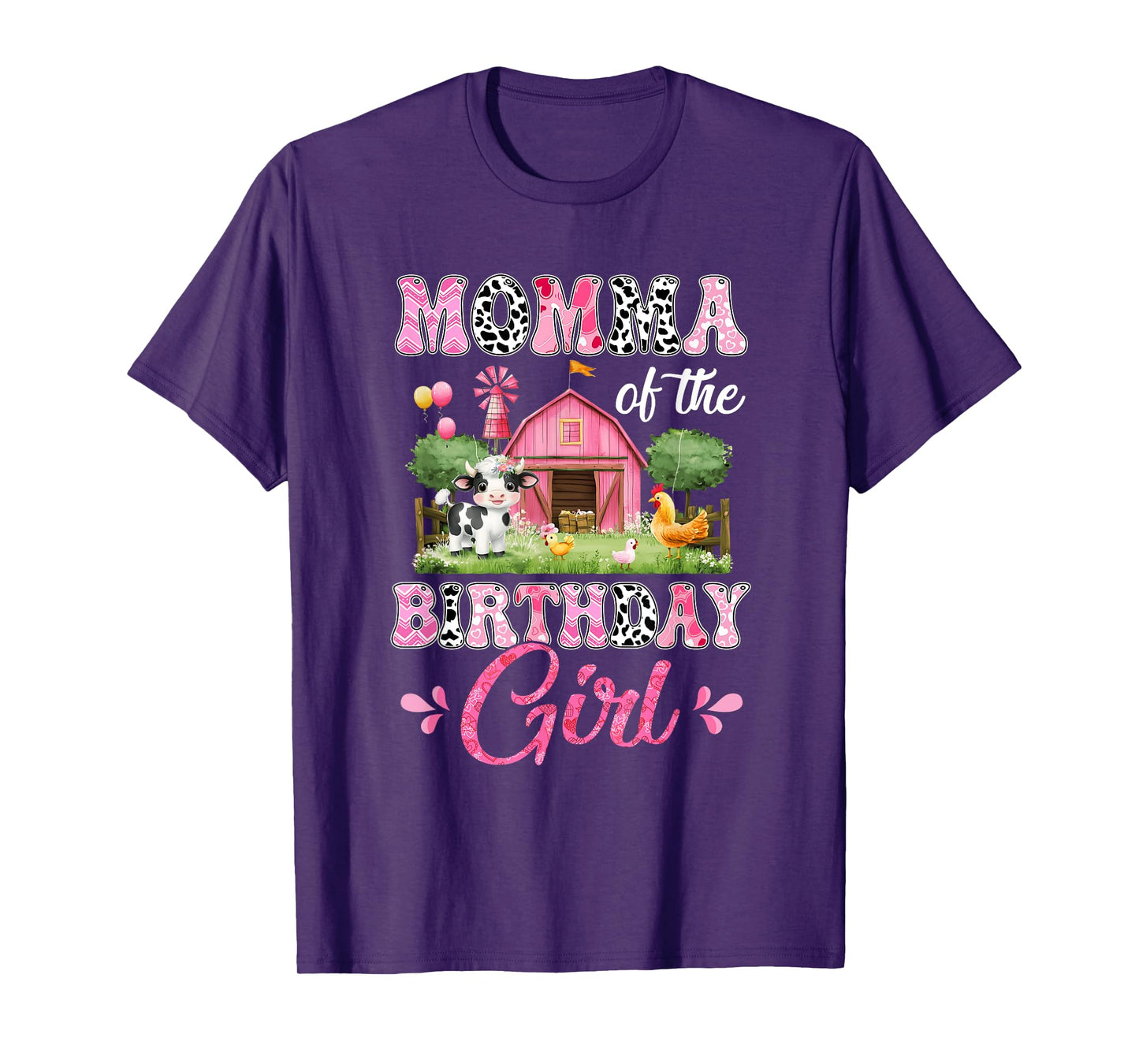 Momma Of The Birthday Girl 1St Birthday Cow Farm Family T-Shirt