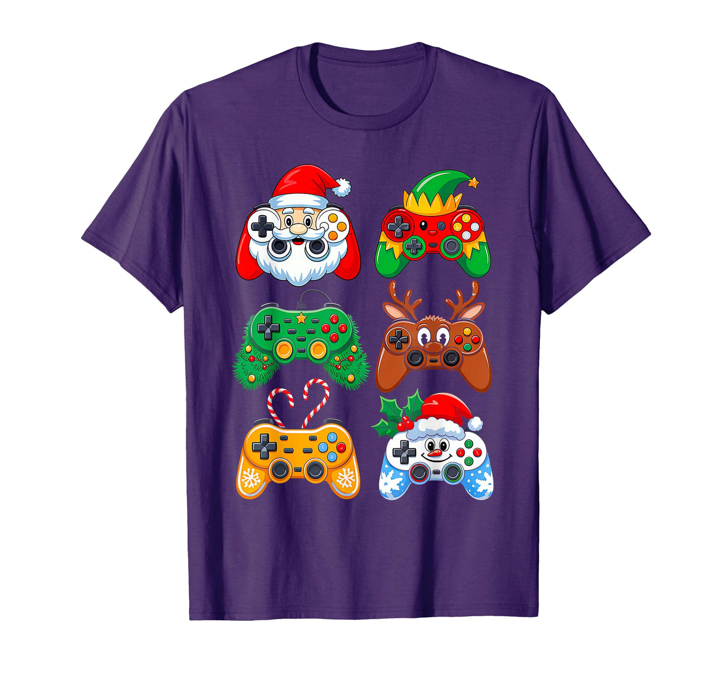 Christmas Santa Elf Gaming Controllers Gamer Xmas Boys Kids T-Shirt