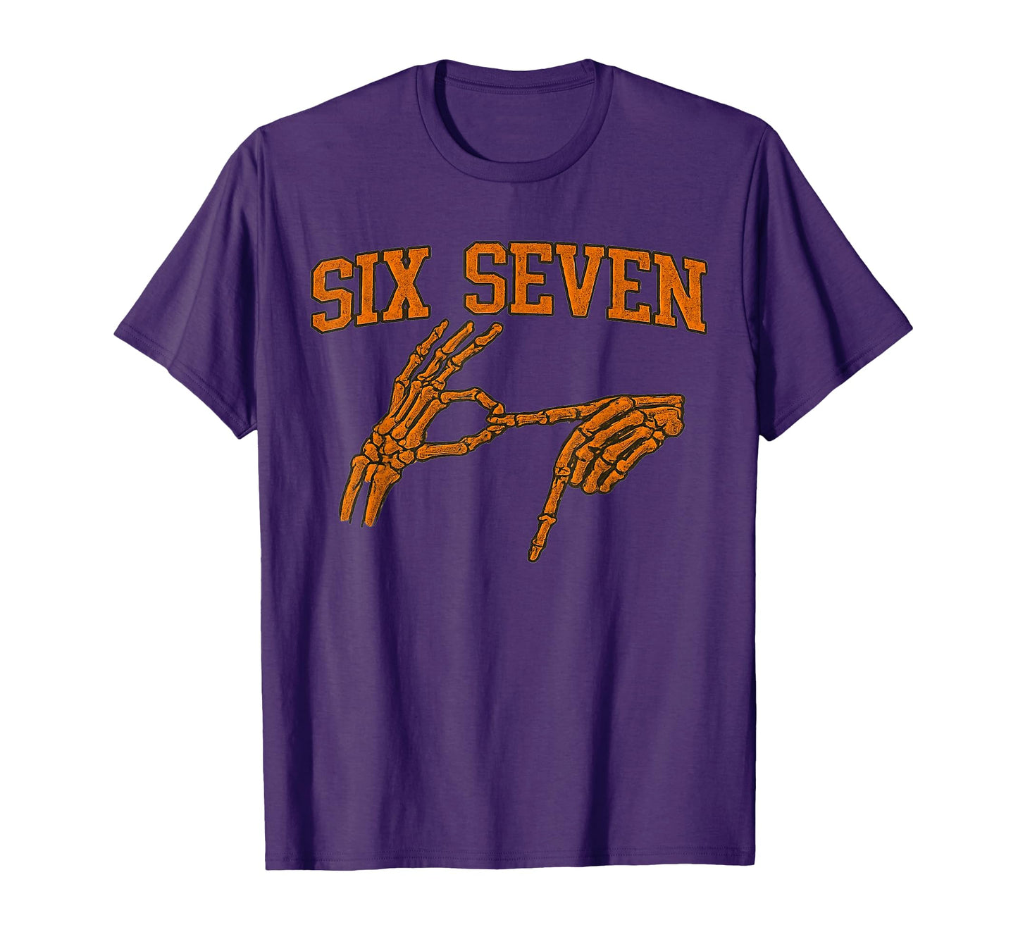 67 Meme Skeleton Hand Halloween Haunted 6 7 Six Seven Teen T-Shirt