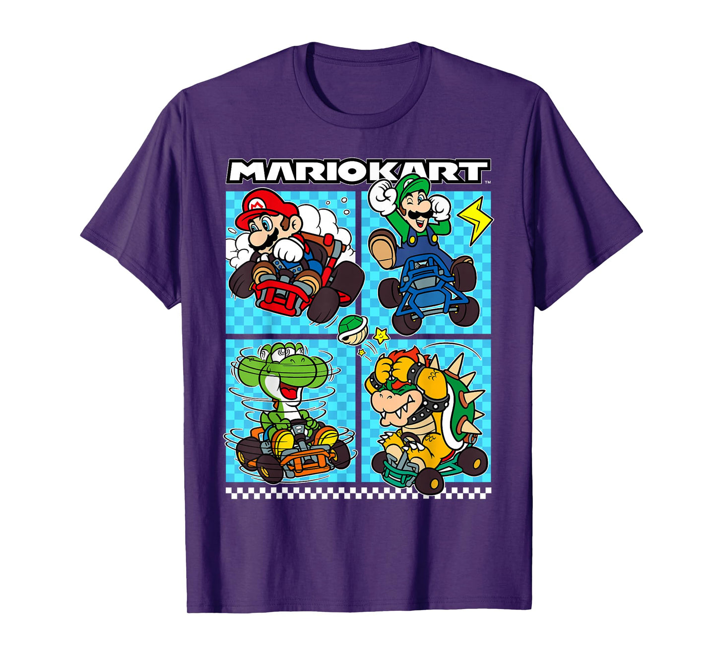 Mario Kart Group Graphic T-Shirt - Classic Fit, Crew Neck, Black, Adult