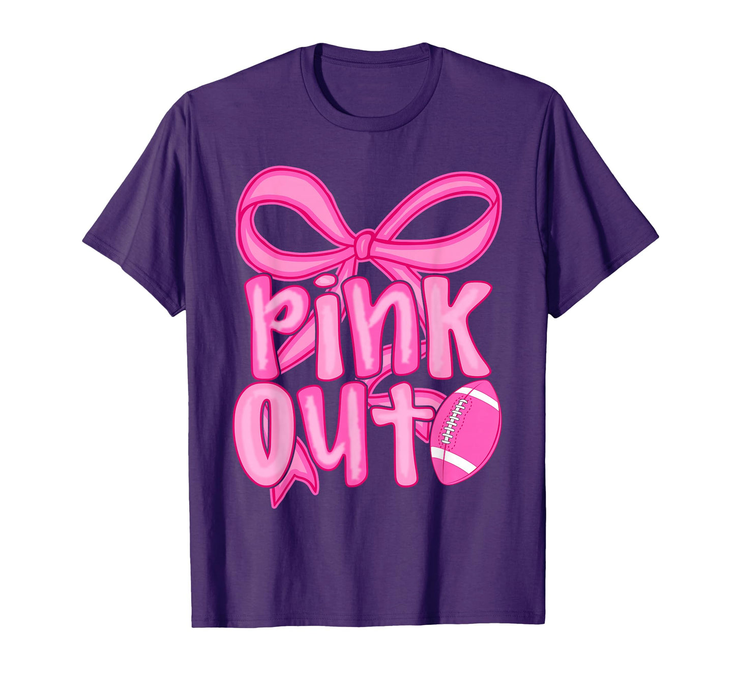 Pink Out Football Bow Preppy Breast Cancer Awareness Women T-Shirt