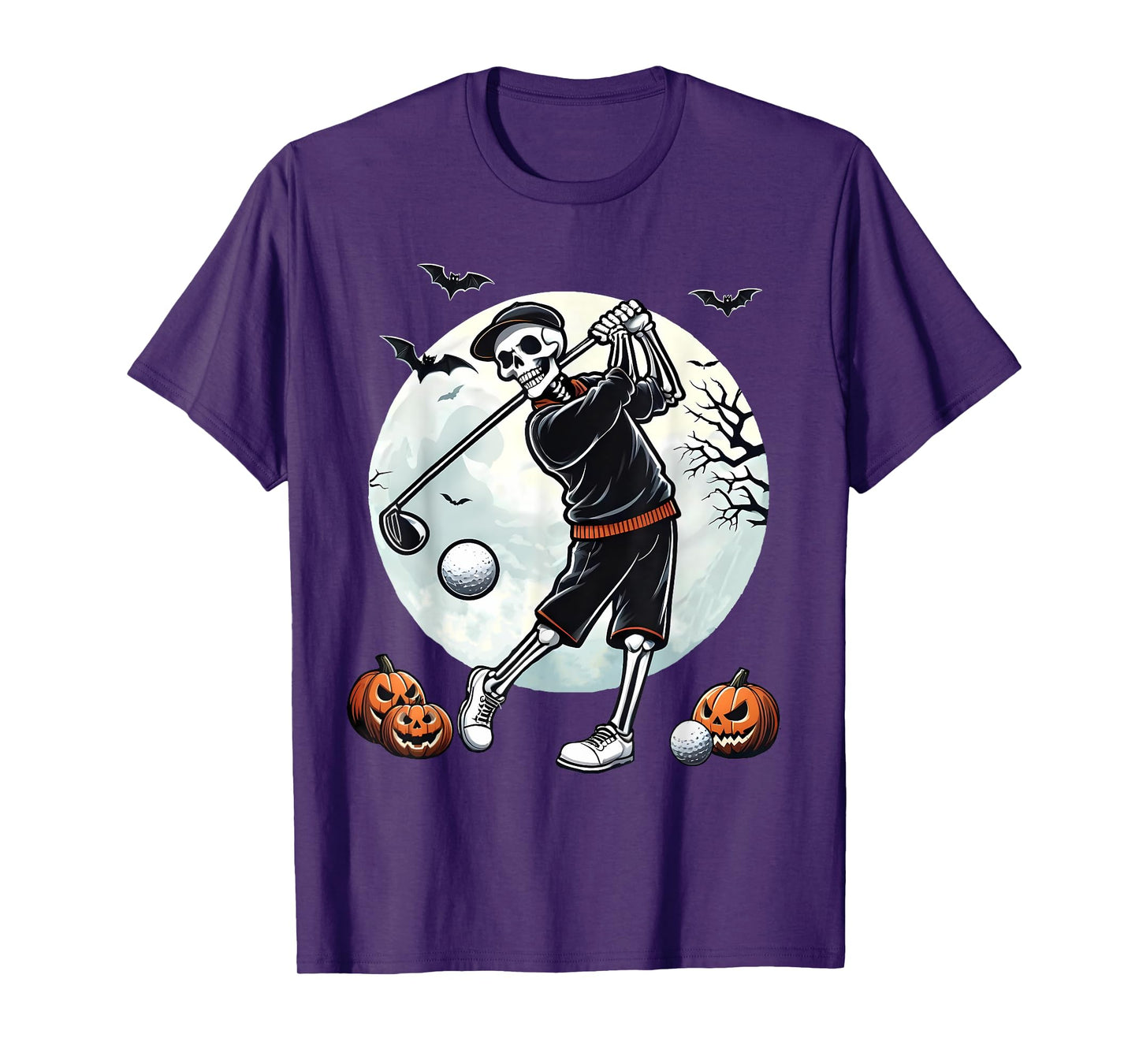 Halloween Skeleton Playing Golf Funny Golfer Boys Kids Men T-Shirt