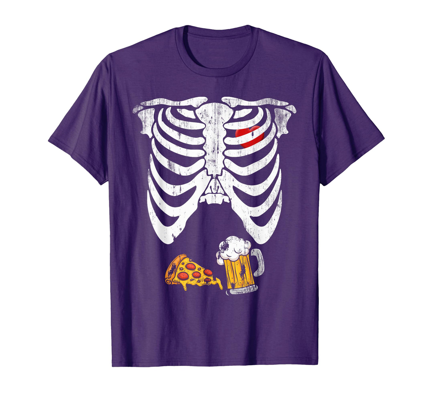 Skeleton Pregnancy Beer Pizza X-Ray Halloween Costume T-Shirt