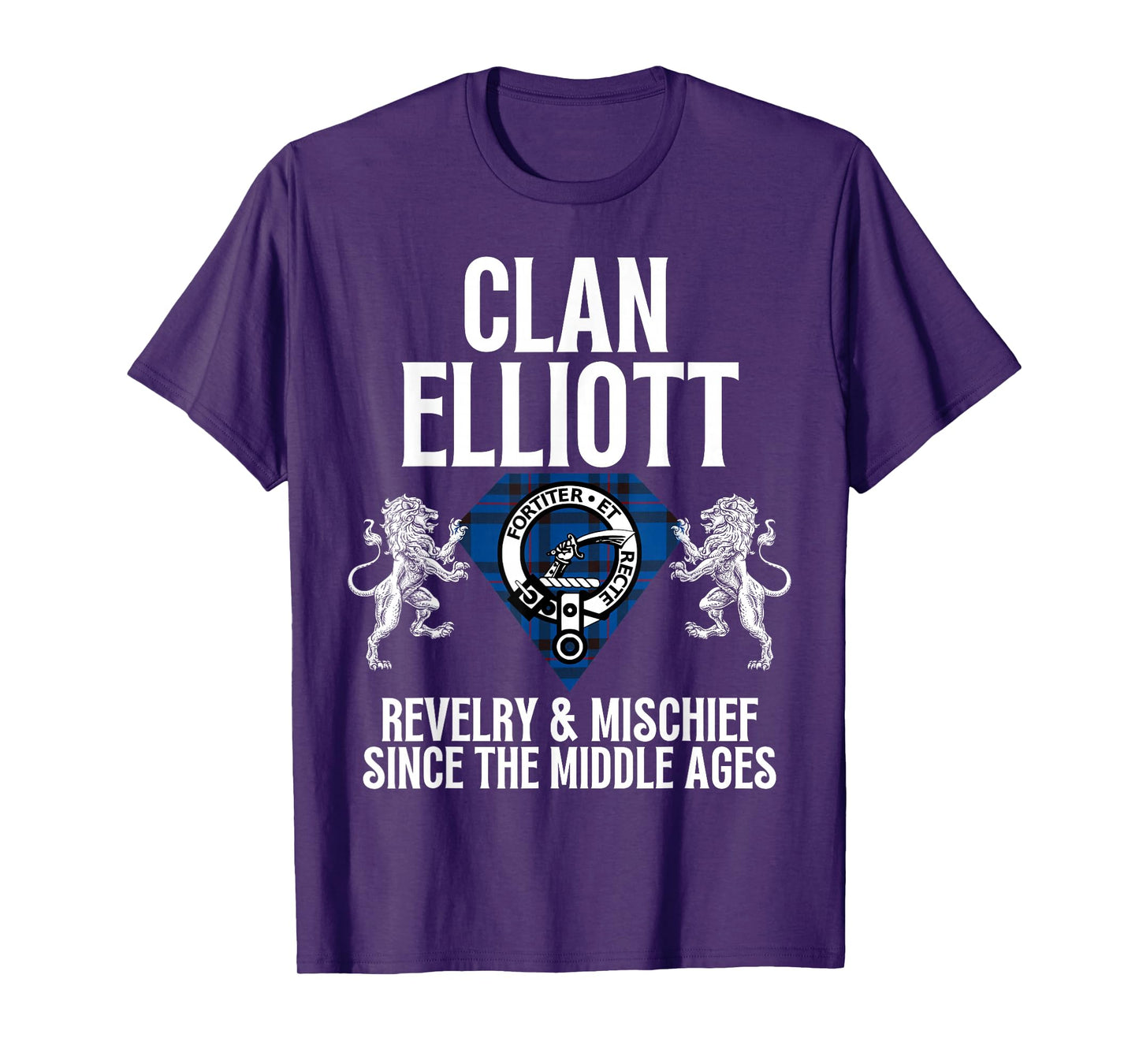 HighlandFour Elliott Clan Scottish Name Coat Of Arms Tartan Family Party T-Shirt