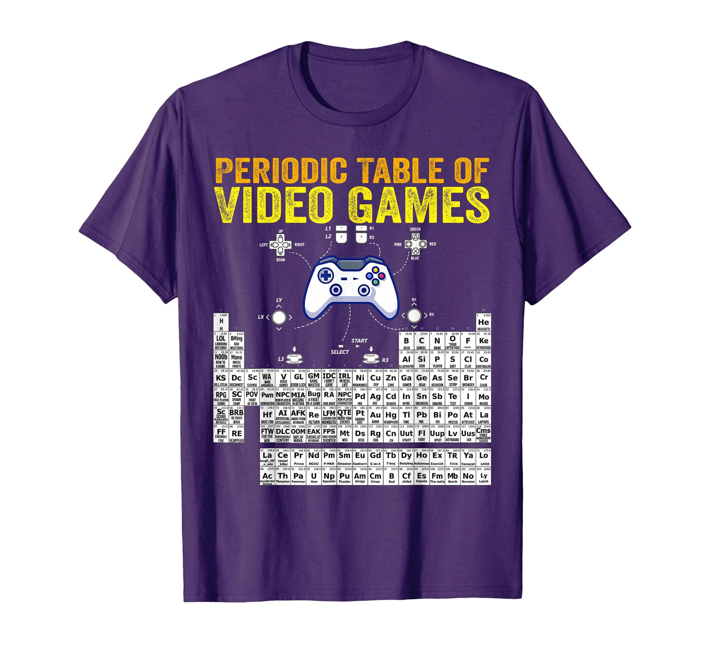 Periodic Table of Video Games Cool gamers Elements Graphic T-Shirt