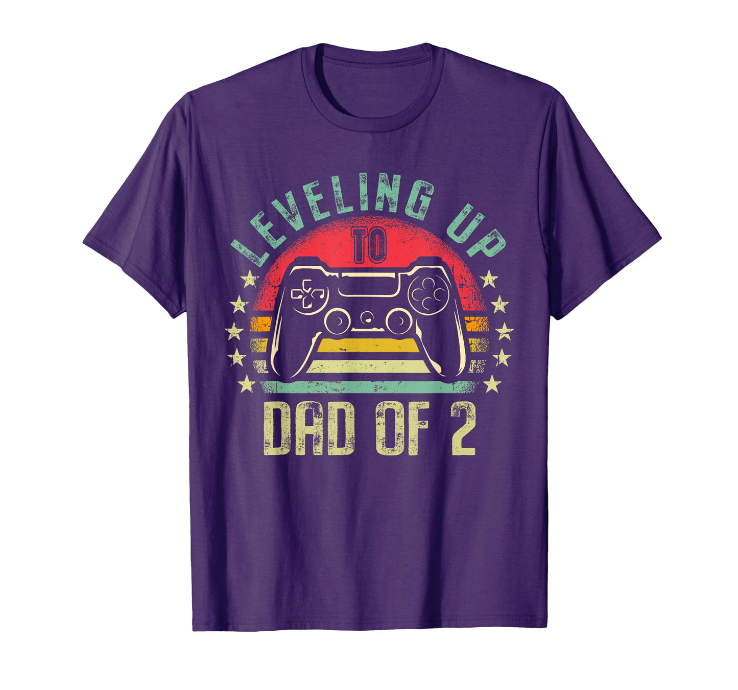 Leveling Up To Dad of 2 Daddy Again Leveled Up Video Gamer T-Shirt