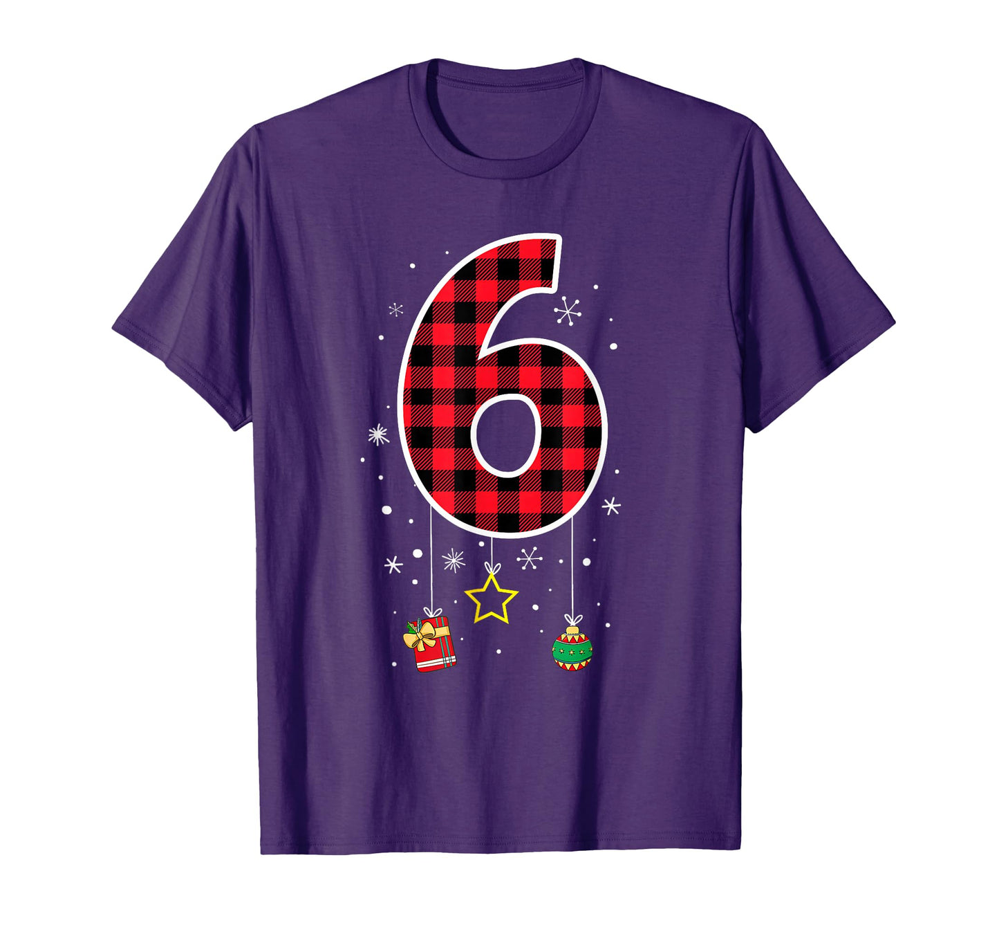 Number 6 Funny Meme Saying 6 7 Six Seven Christmas Red Plaid T-Shirt