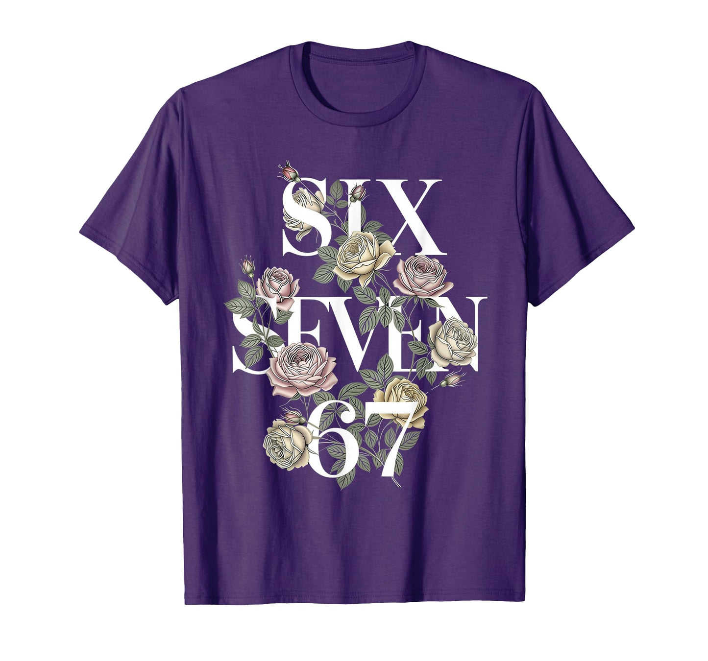 Vintage 67 Six Seven Meme Floral Boho Wildflower 6 7 Graphic T-Shirt