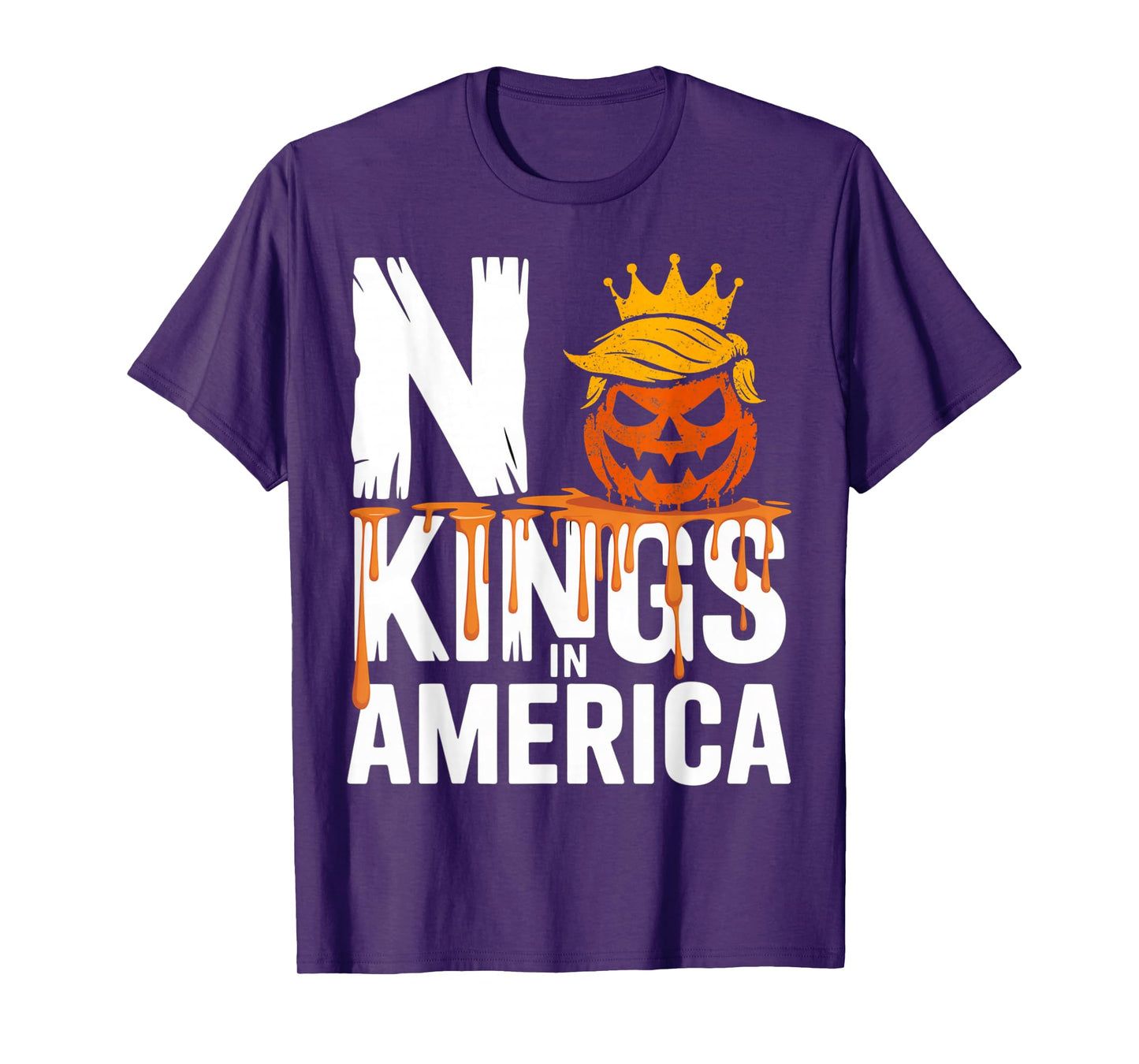 Funny No Kings Halloween 2025 Distressed USA Flag T-Shirt