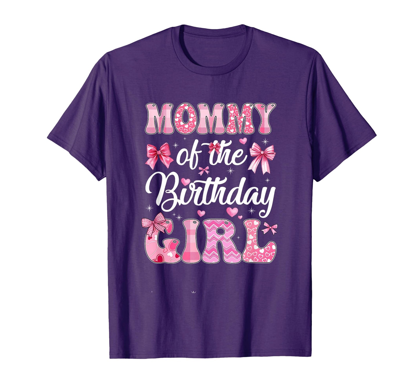 Mommy Of The Birthday Girl Family Pink Coquette Bow T-Shirt