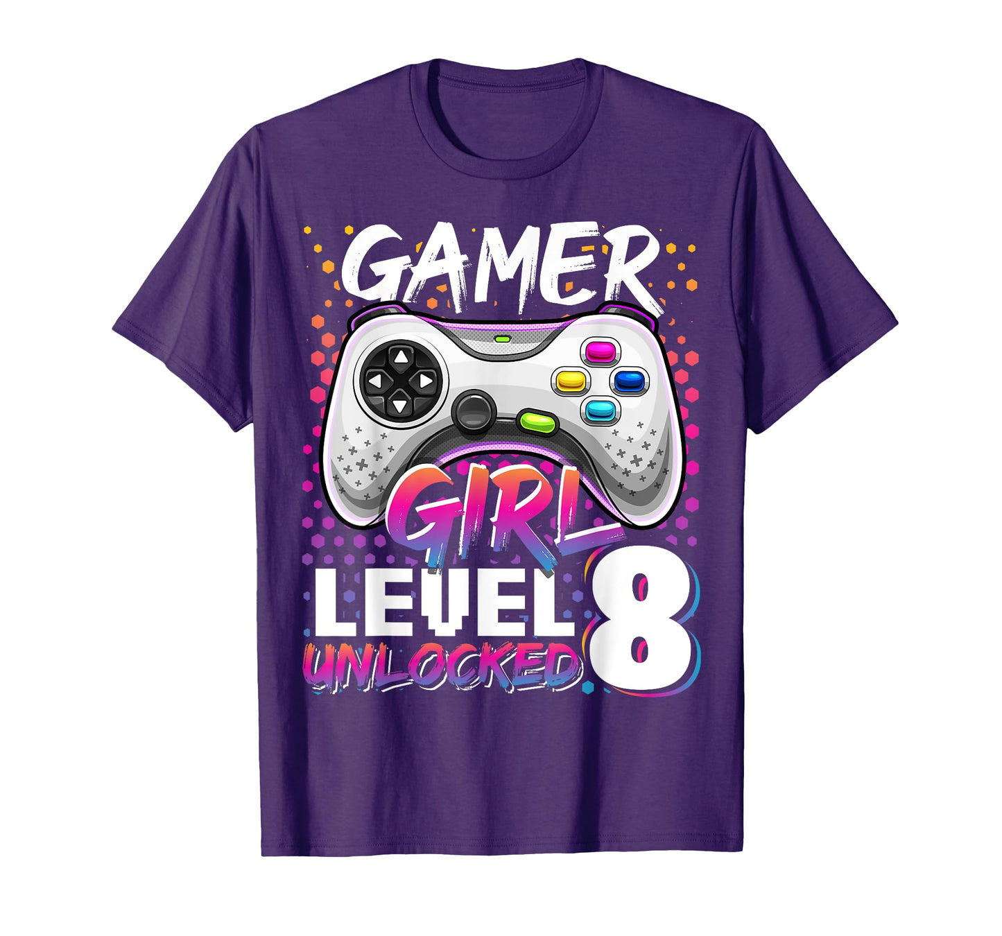 Gamer Girl Level 8 Unlocked Video Game 8th Birthday Gift T-Shirt