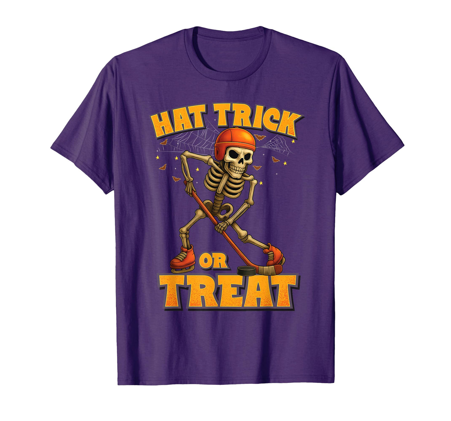 Funny Skeleton Ice Hockey Player Halloween Costume Boys Kids T-Shirt