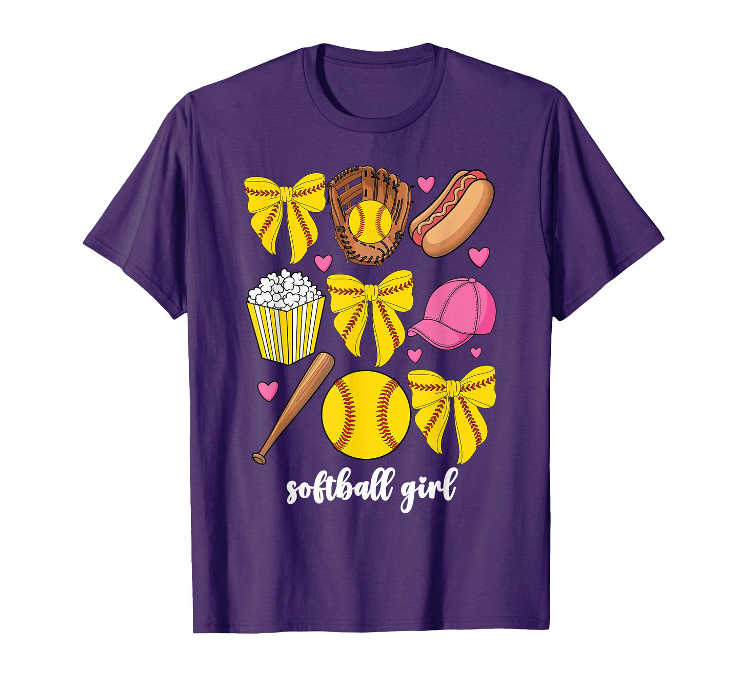 Cute Softball Coquette Bow For Women Girls Softball Girl T-Shirt
