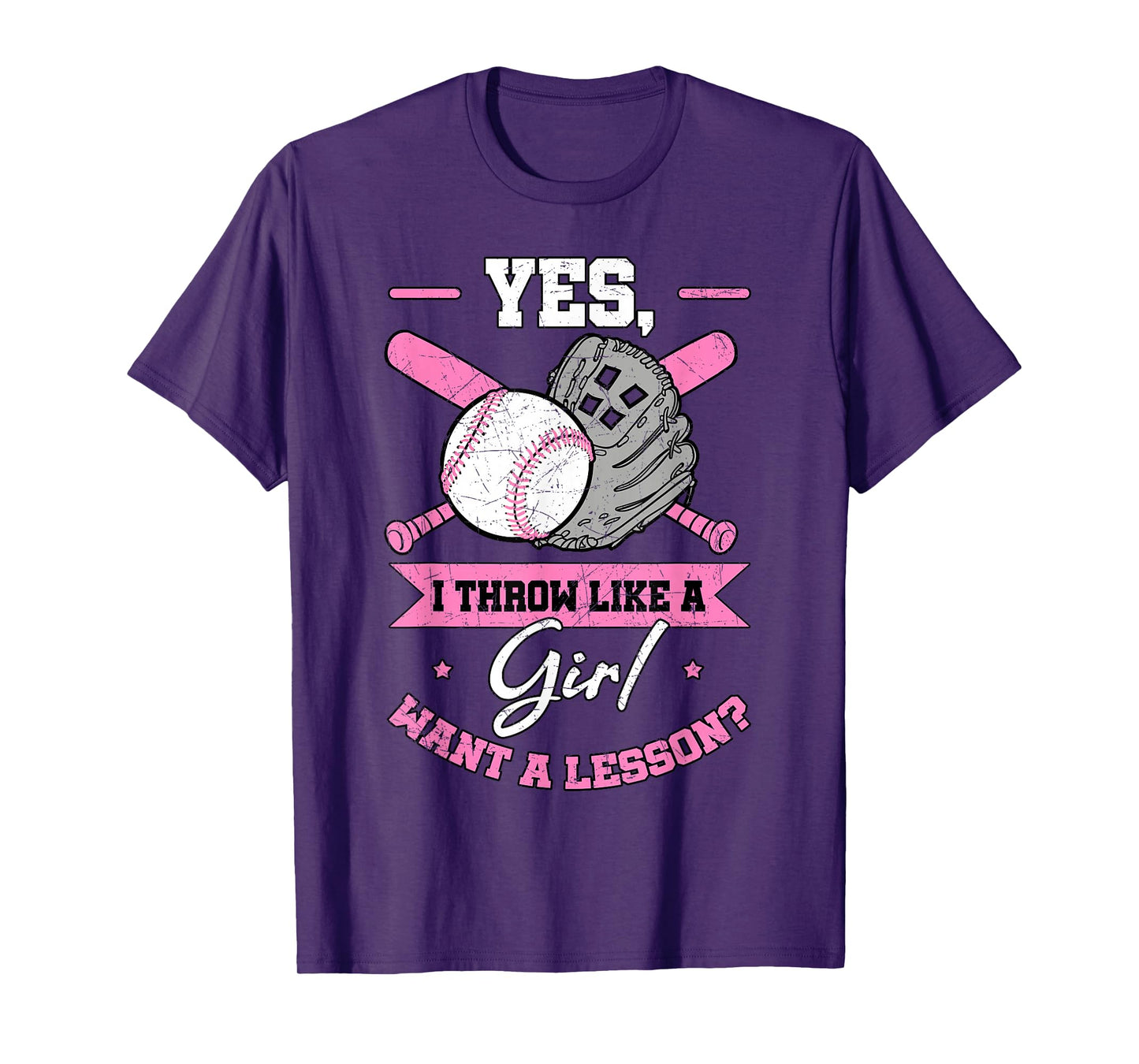 Yes I Throw Like A Girl Want A Lesson Baseball Softball Gift T-Shirt