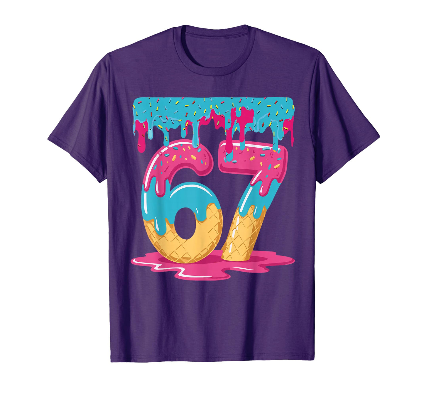 67 Ice Cream Drip Meme Six Seven Gen Alpha Slang T-Shirt