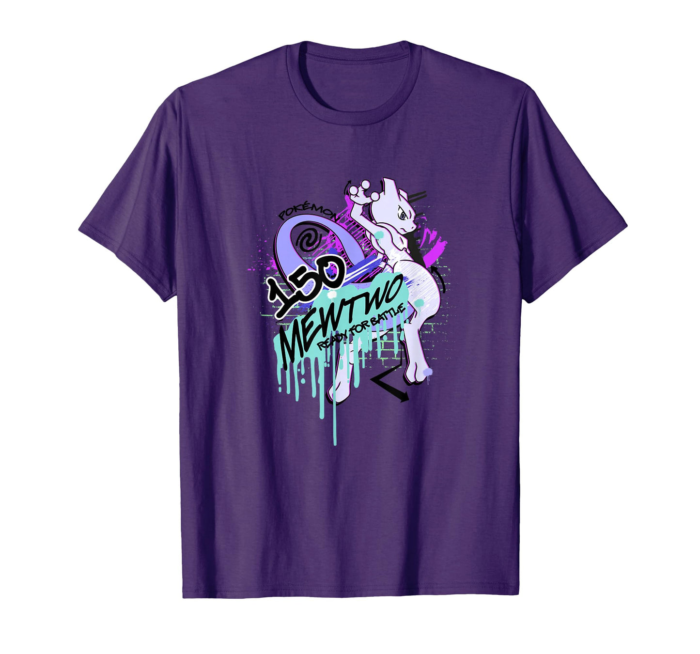 Pokémon Mewtwo Retro Graffiti #150 Ready For Battle T-Shirt