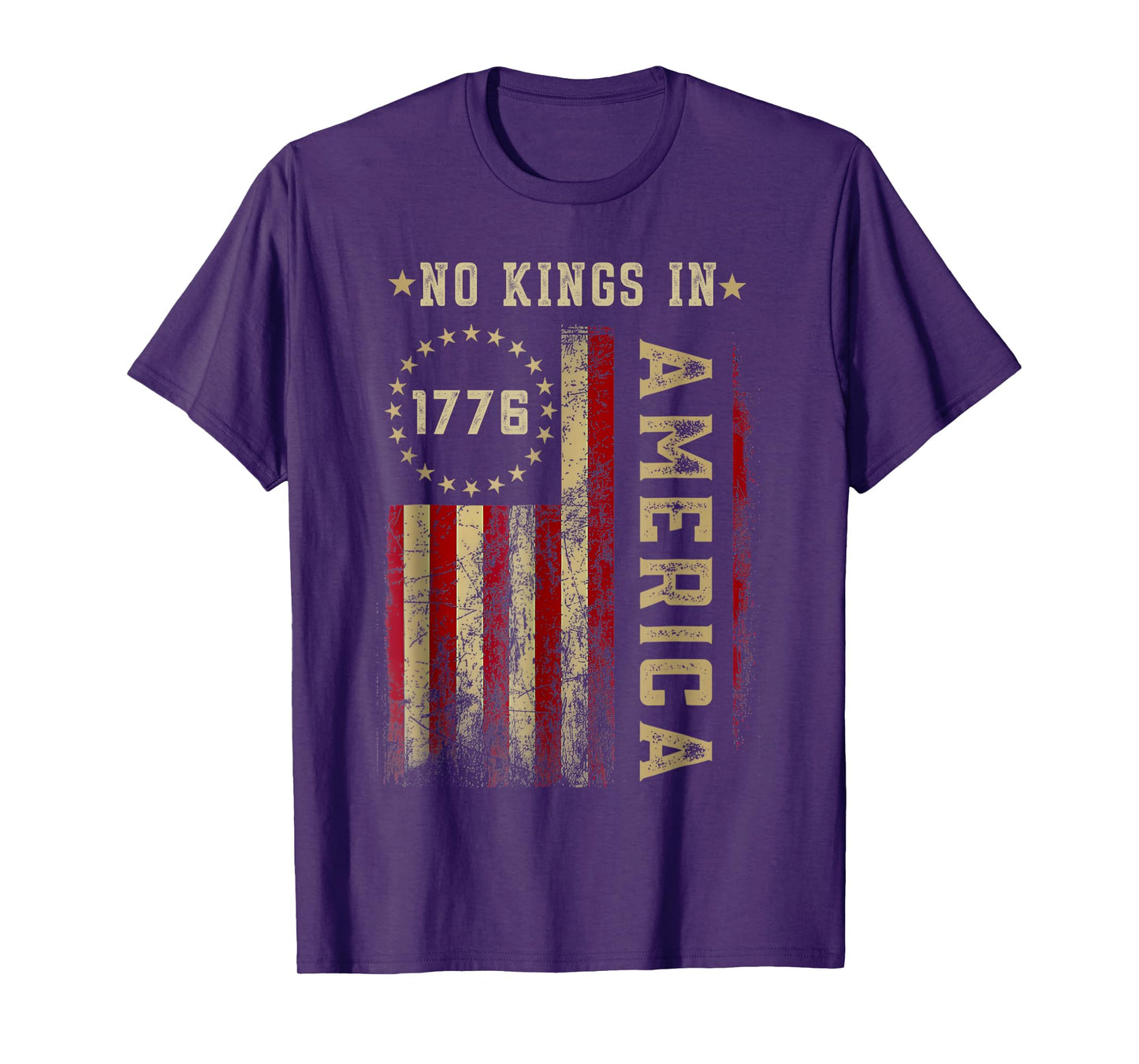 Retro June 14th No Kings In America 1776 USA Flag Men Women T-Shirt