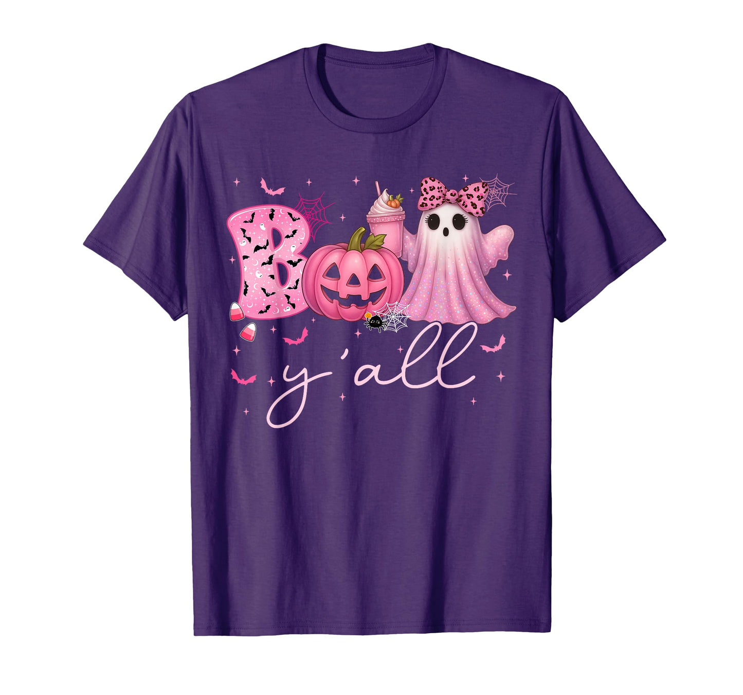Boo Yall Jack O Lantern Halloween Costumes Women Girl T-Shirt