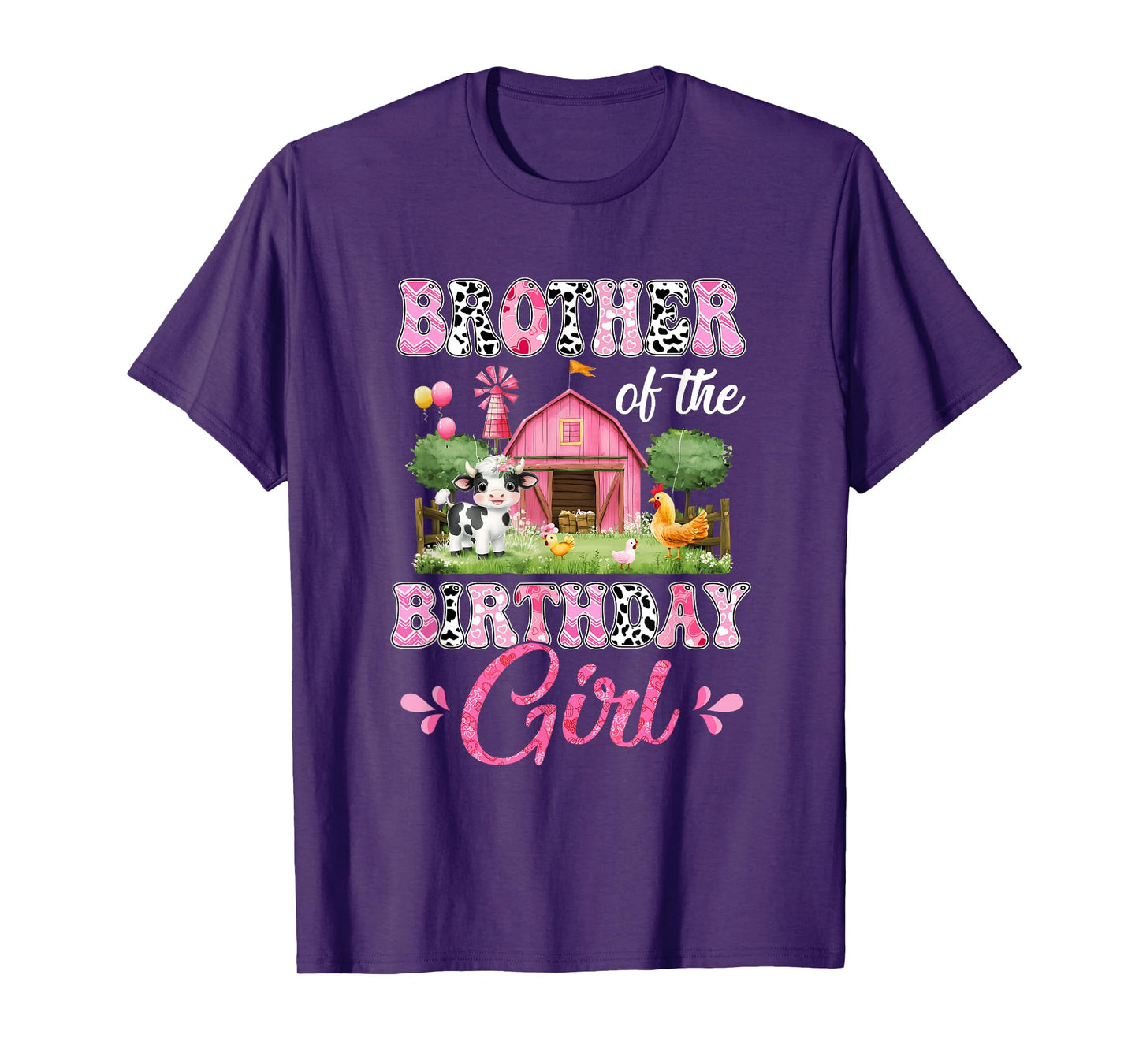 Brother Of The Birthday Girl 1St Birthday Cow Farm Family T-Shirt