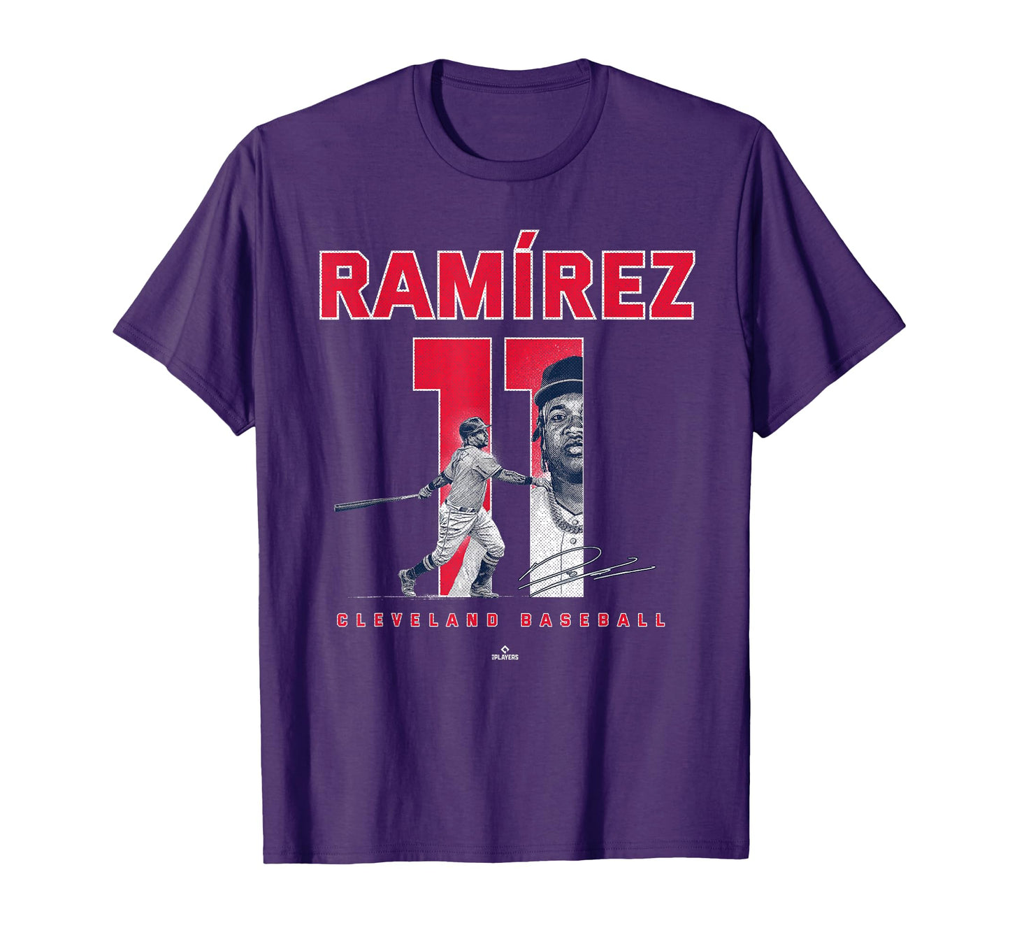 Number and Portrait Jose Ramirez Cleveland MLBPA T-Shirt