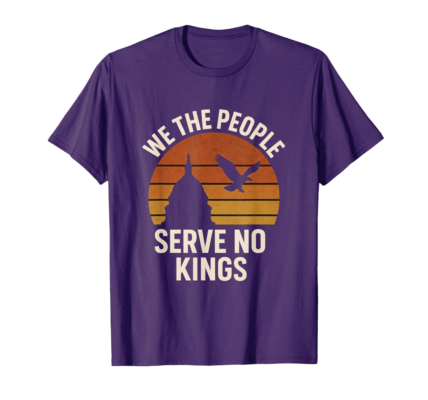 We The People Serve No Kings Vintage Sunset Eagle Patriotic T-Shirt
