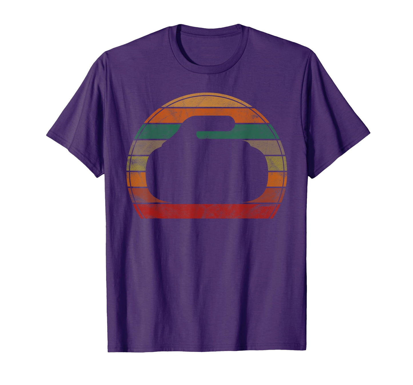 Curling Stone Silhouette Sunset Gift Retro Curler Sport Team T-Shirt