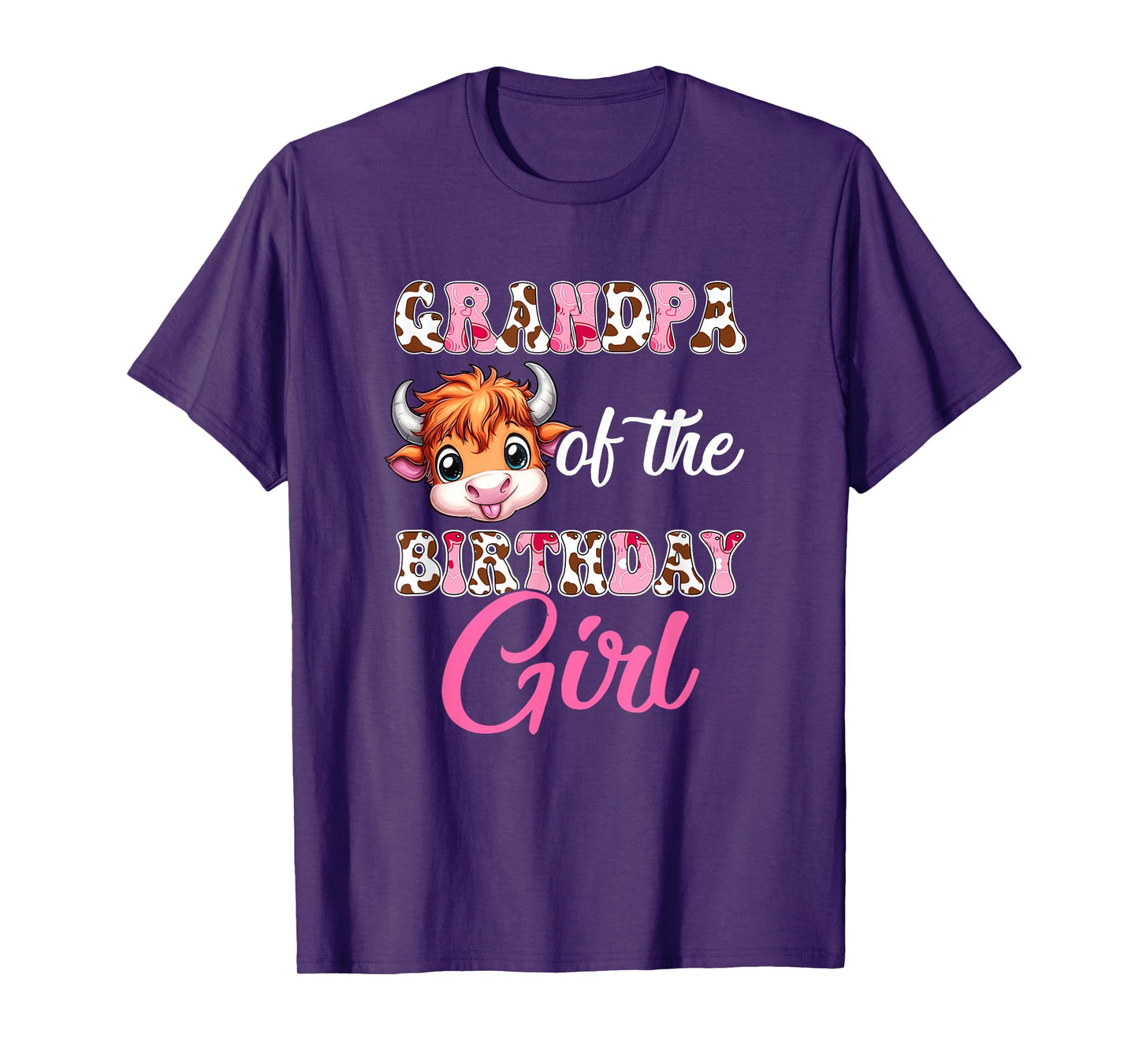 Grandpa Of The Birthday Girl Highland Cow Farm 1St Birthday T-Shirt