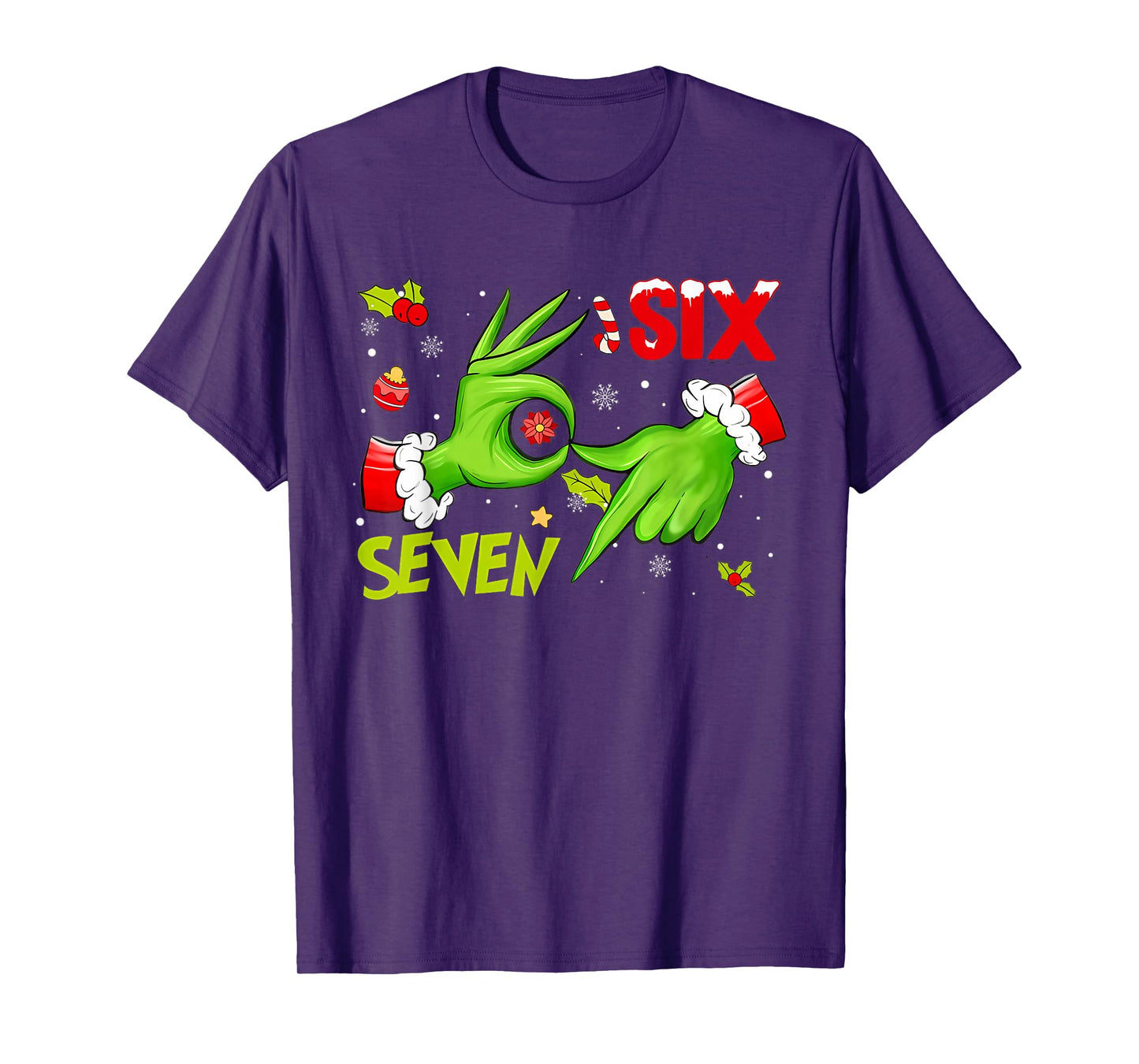 6 7 Six Seven Hand Gen Z Alpha Meme Slang Xmas Christmas T-Shirt