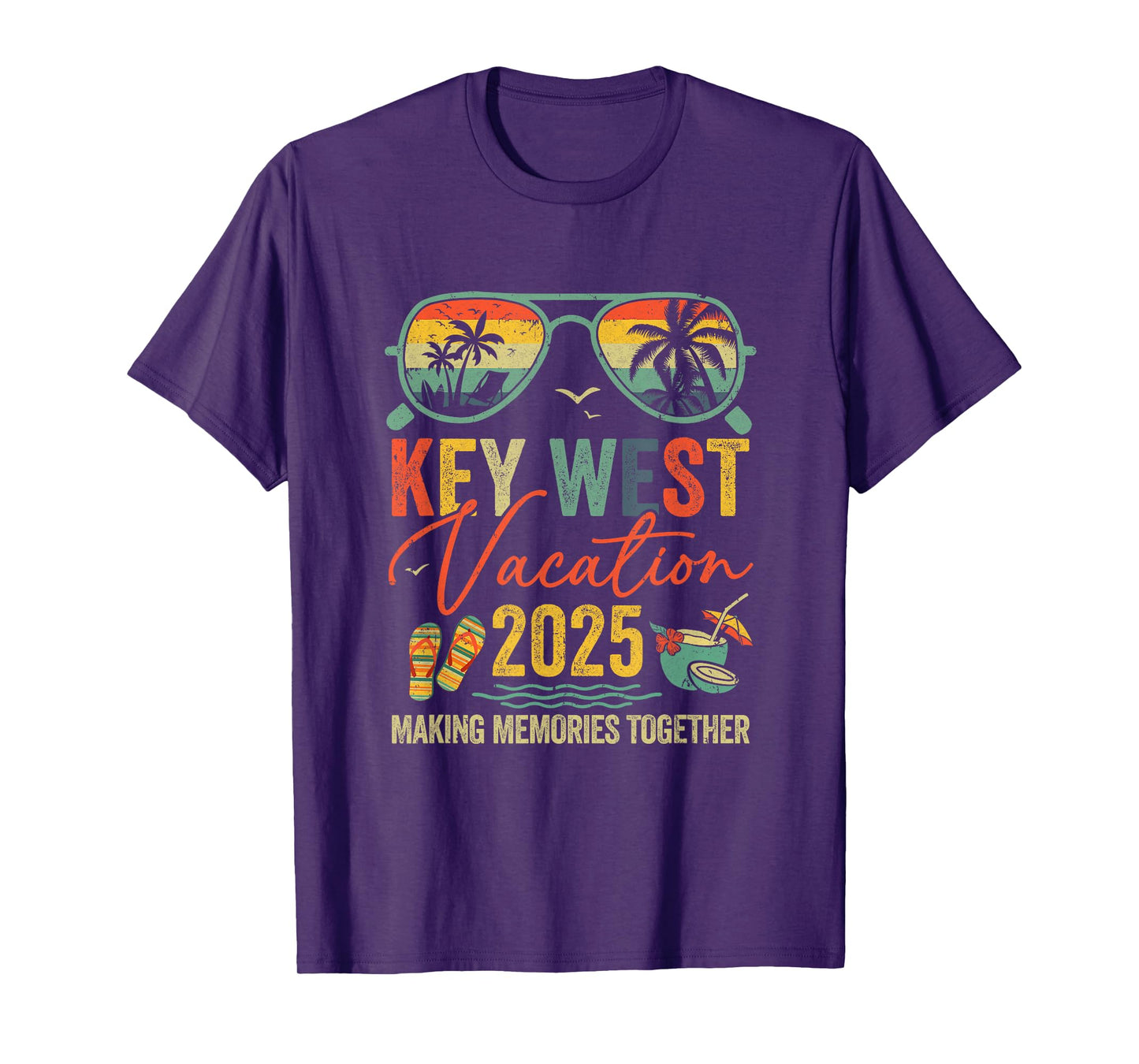 Retro Key West Vacation 2025 Memories Matching Group Trip T-Shirt