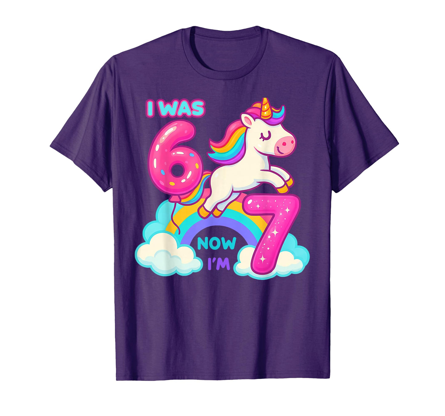 I was Six Now I'm Seven Dabbing Unicorn 67 Meme 7th Birthday T-Shirt