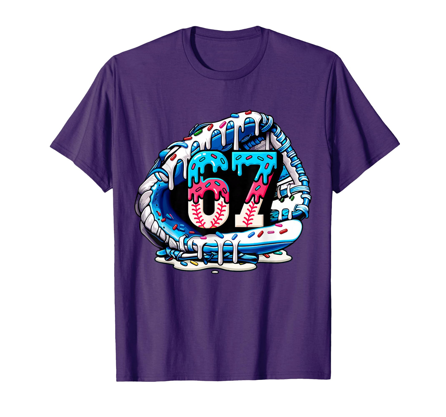 67 Meme Slang Baseball Glove Drip Ice Cream Six Seven 6 7 T-Shirt