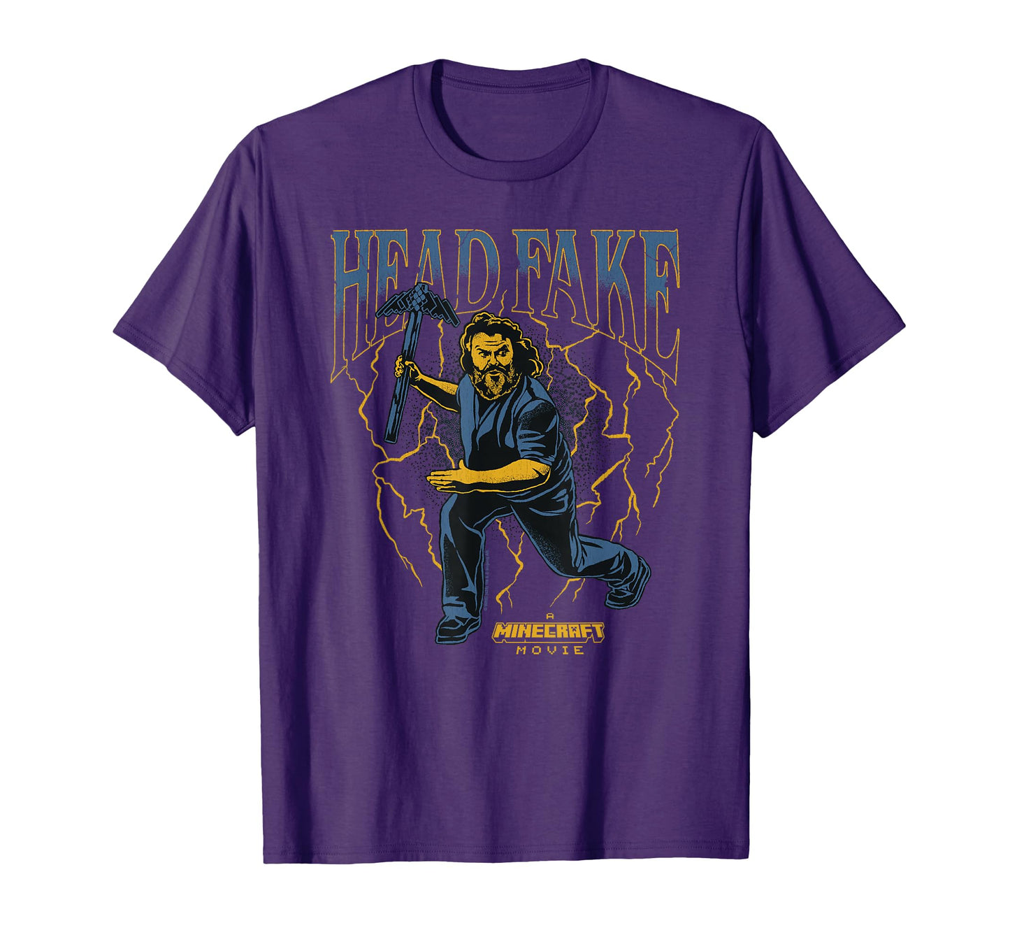A Minecraft Movie Head Fake Steve Thunder And Metal Portrait T-Shirt