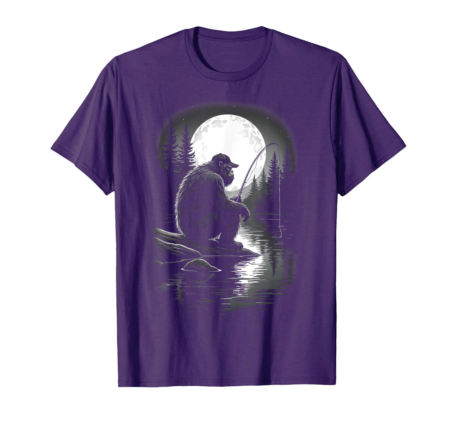 Bigfoot Fishing Sasquatch Funny Fisherman Bigfoot T-Shirt