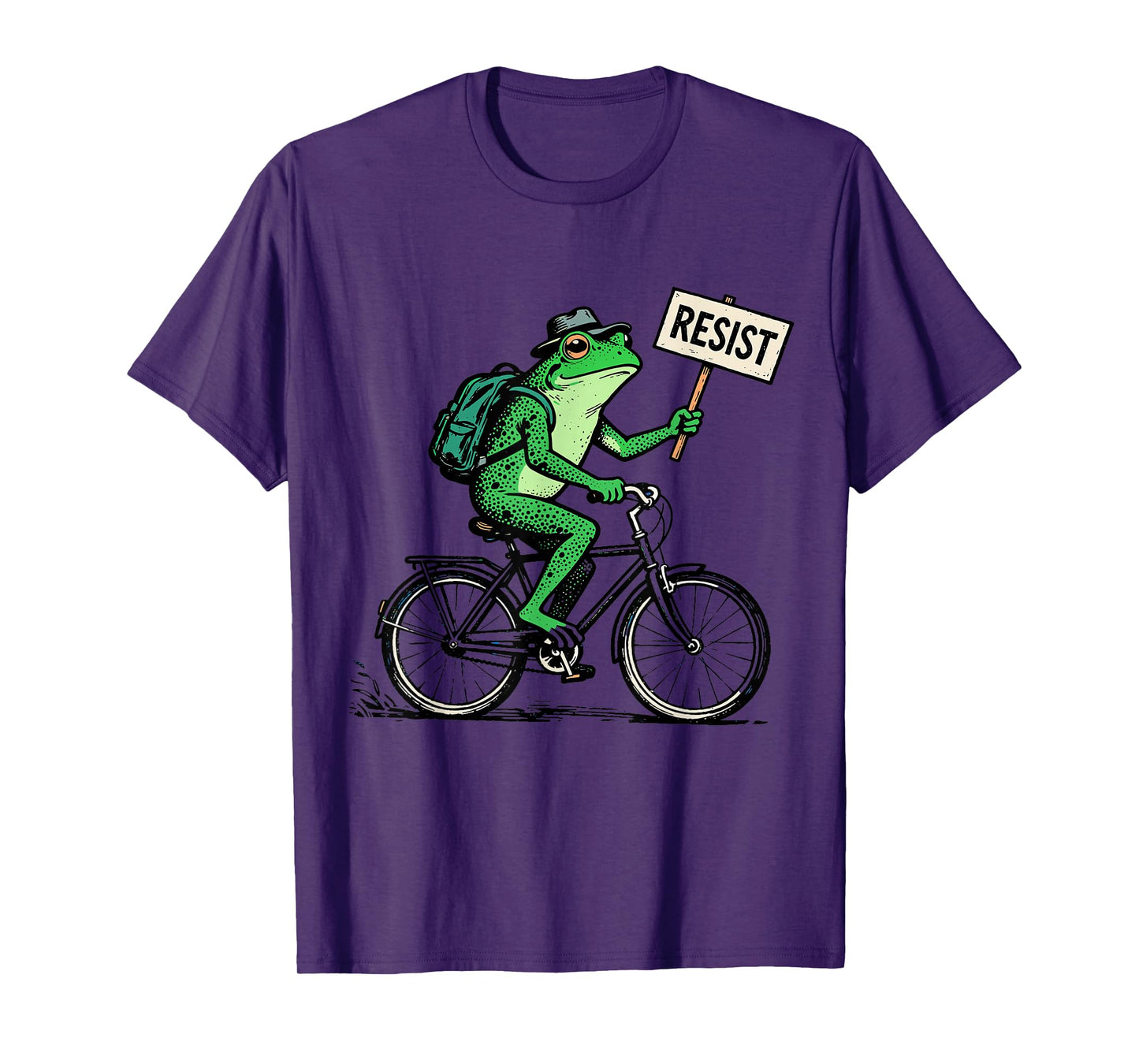 Frog On Bike Resist Portland Frog Protest Vintage T-Shirt