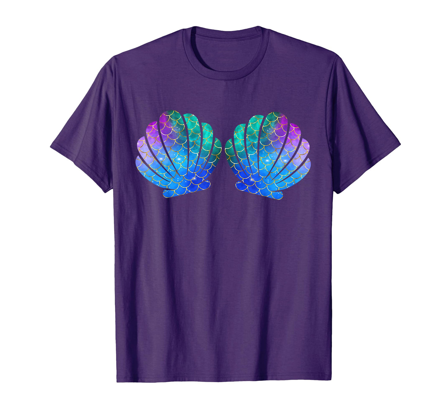 Mermaid Sea Shell Bra Costume Matching Party Graphic Mermaid T-Shirt