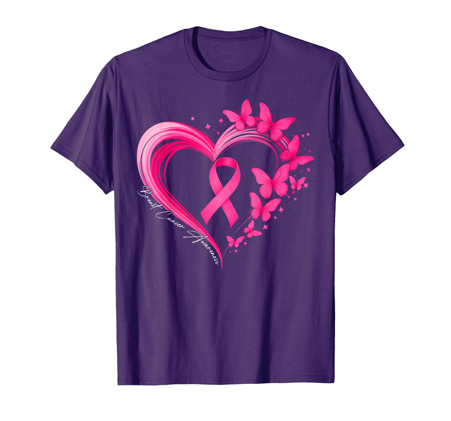 Breast Cancer Awareness Heart Butterflies Women Men Kids T-Shirt