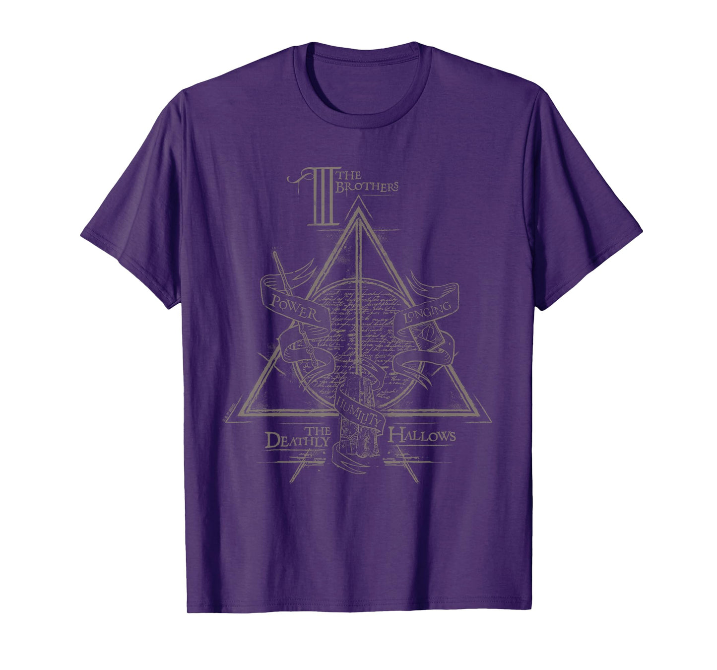 Harry Potter Black Three Brothers Deathly Hallows T-Shirt, Unisex, Small, Short Sleeve, Cotton 100%