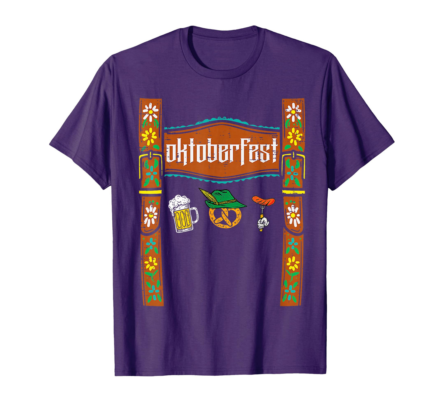 Oktoberfest Lederhosen Costume Cute German Bavarian Men T-Shirt