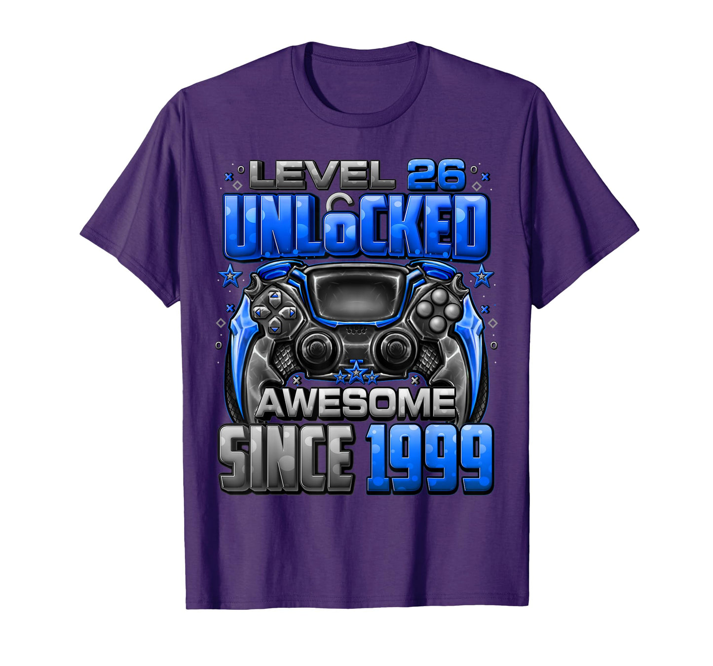 Level 26 Unlocked Awesome Since 1999 26th Birthday Gaming T-Shirt