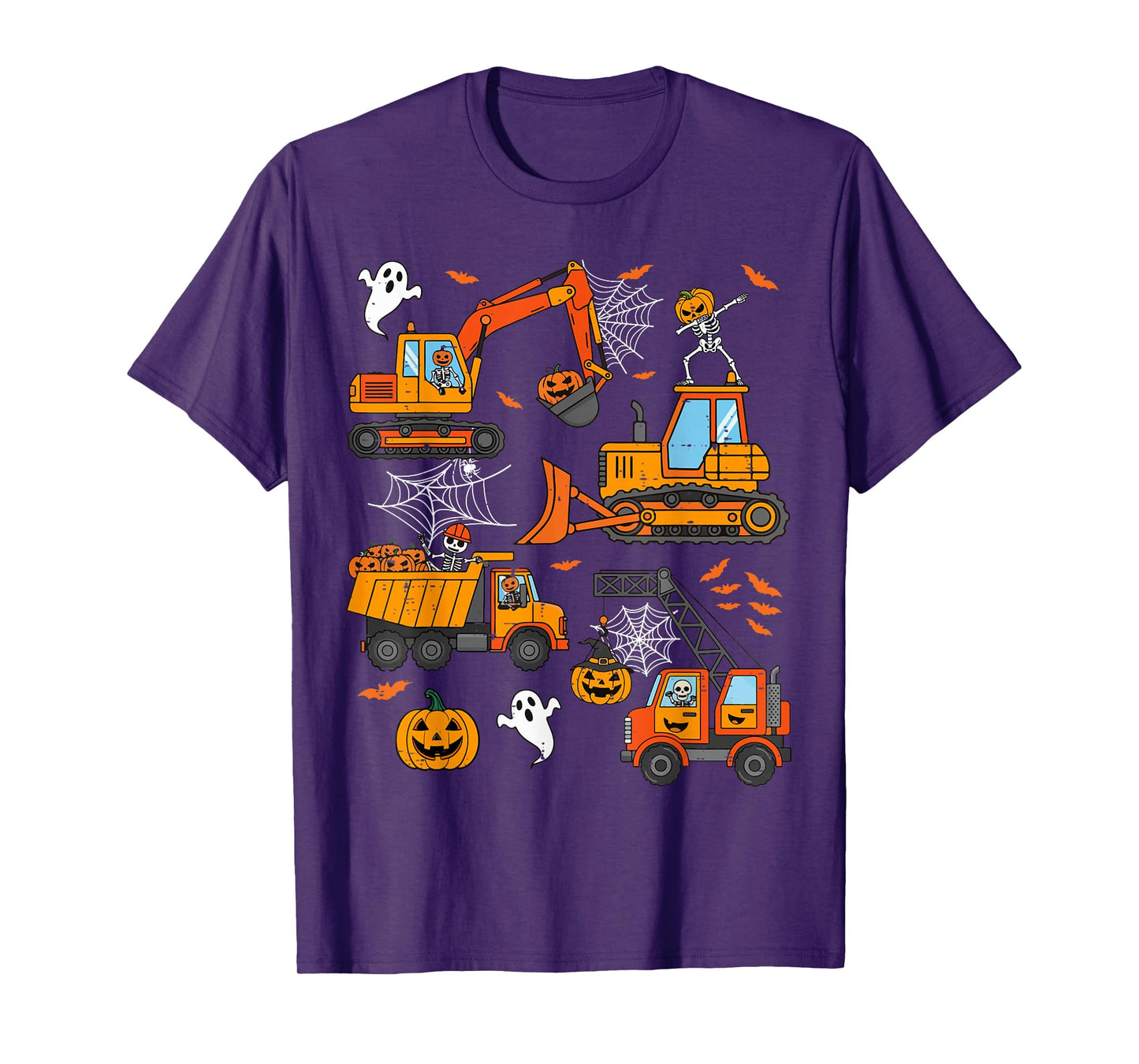 Spooky Construction Trucks Toddler Boys Halloween Costume T-Shirt