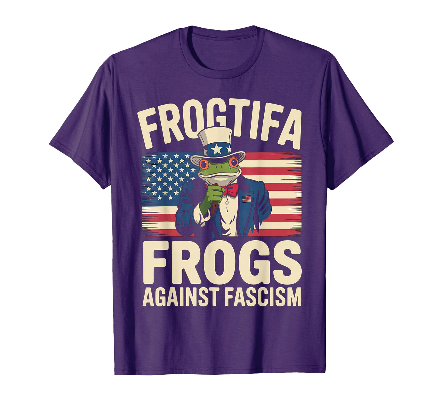 Frogtifa Frogs Against Fascism Flag Resist No Kings T-Shirt