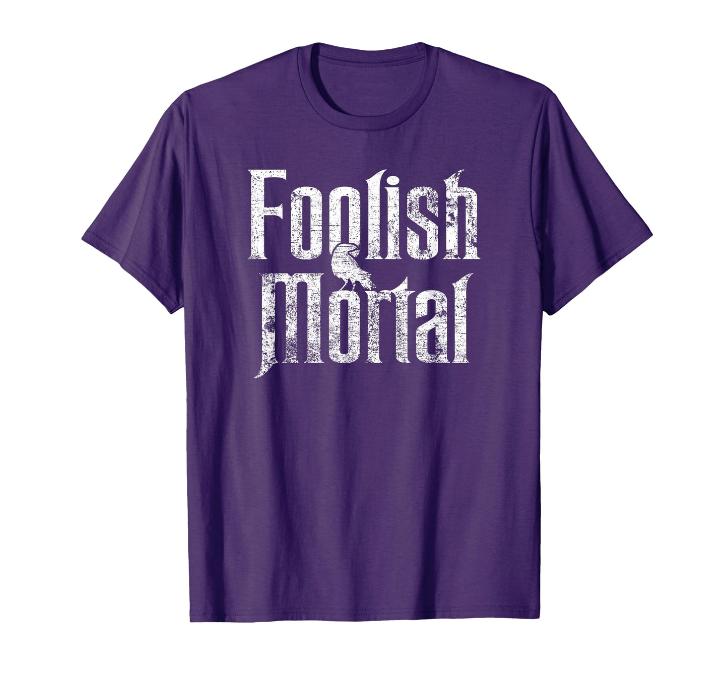 Foolish Mortal Raven White Print T-Shirt