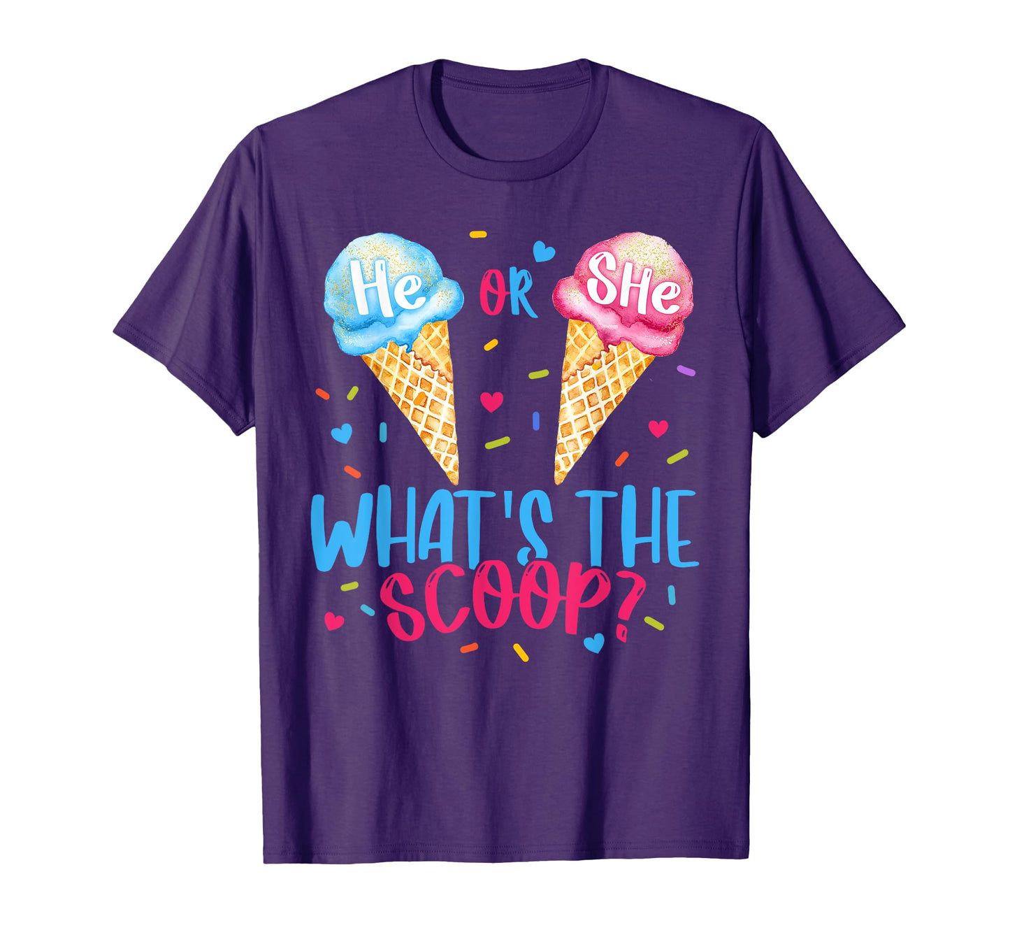 He or She Whats The Scoop Ice Cream Gender Reveal Party T-Shirt