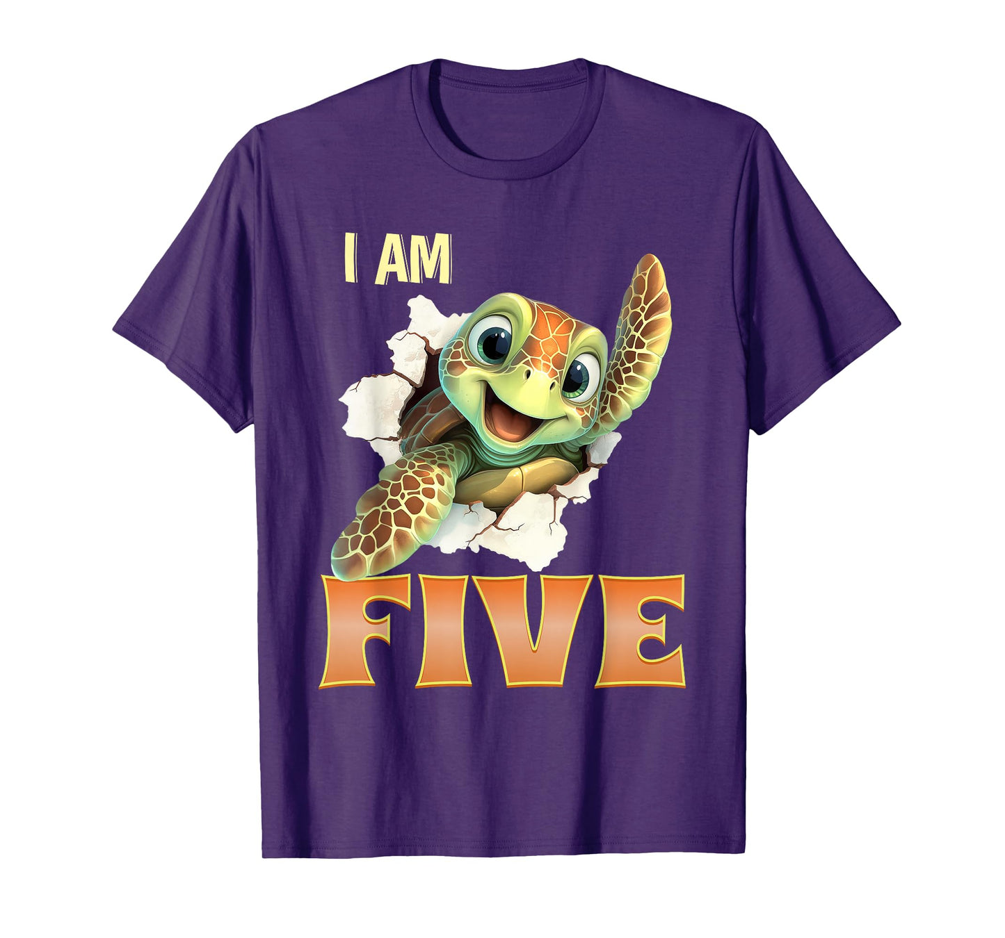 Turtle 5th Birthday Cute Animal Five Years Old Sea T-Shirt