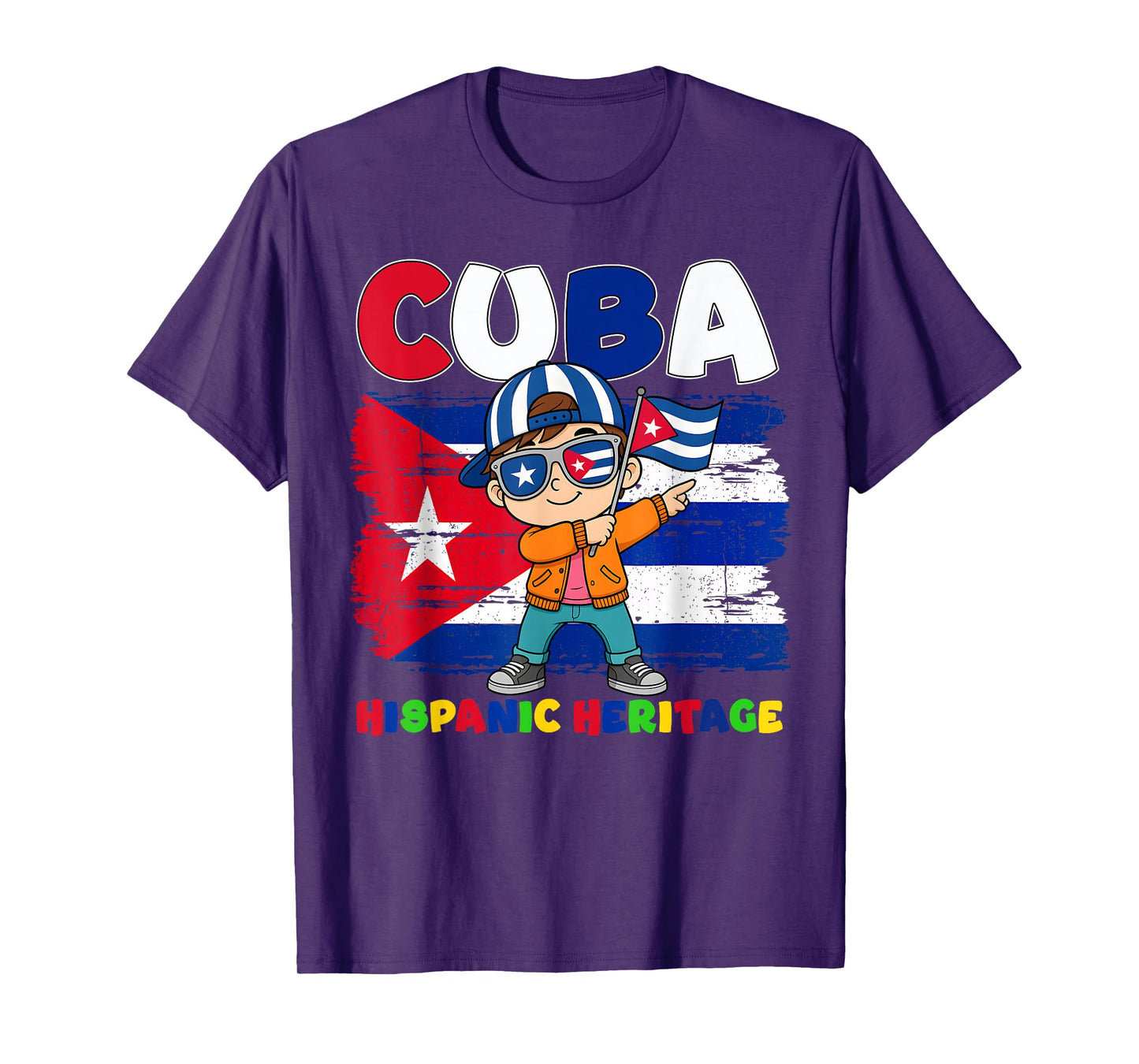 Hispanic Heritage Month Cuban Flag Cuba Dabbing Boy Kid T-Shirt
