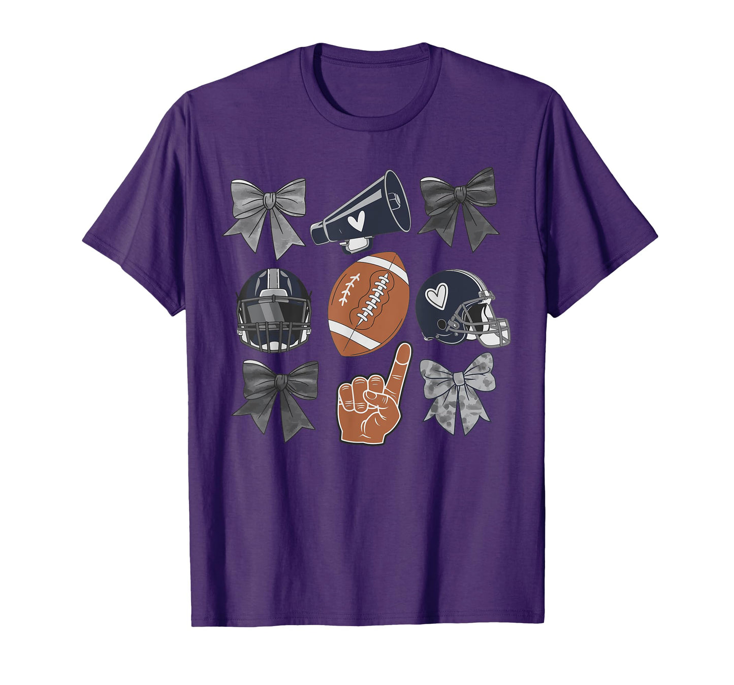 Football Love Cheer Helmet Bows Fan Sports Women Men T-Shirt